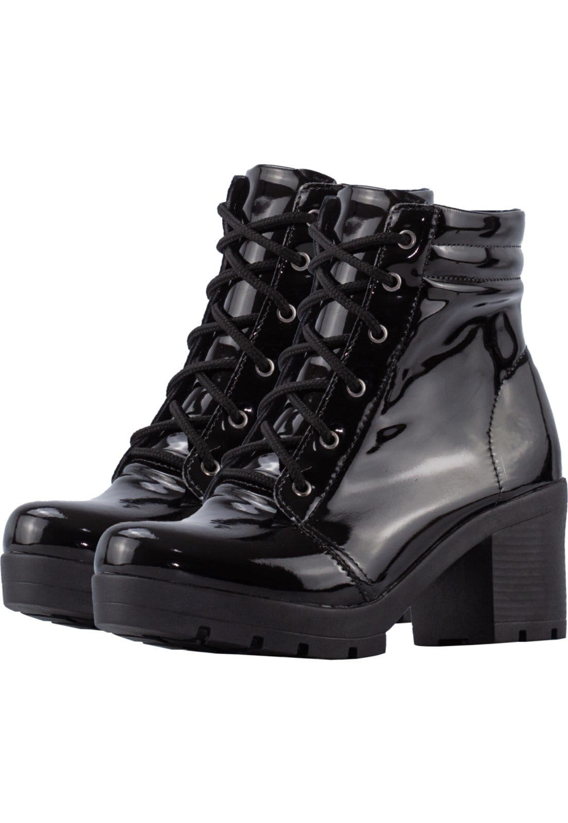 Bota Coturno Lumiss Salto Médio Cano Baixo Verniz