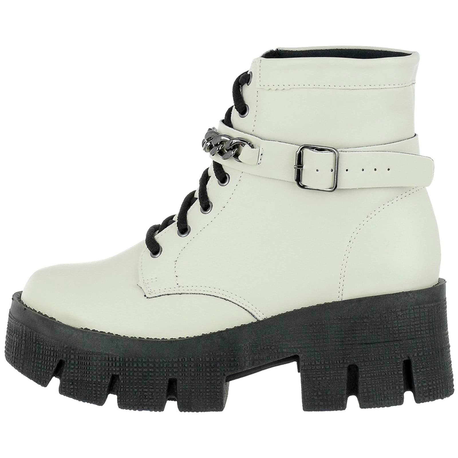 Vista 2 Coturno Feminino Bota Corrente CM Calçados Confortável Macio Plataforma Tratorado Monte Shoes branco