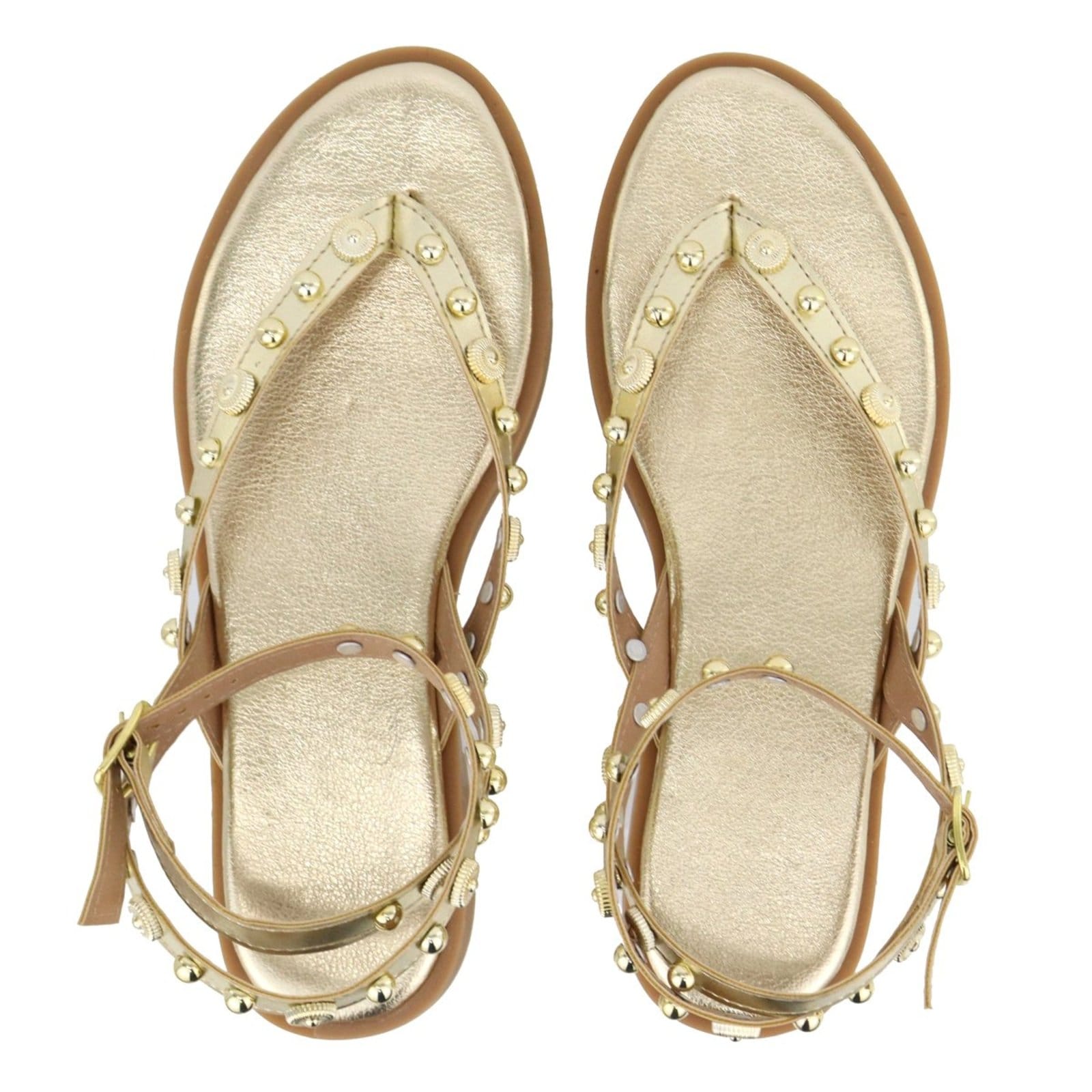 Vista 2 Rasteira Sandália Feminina Bolinhas Estilosa Lançamento Ouro Light TELLINI STORE dourado