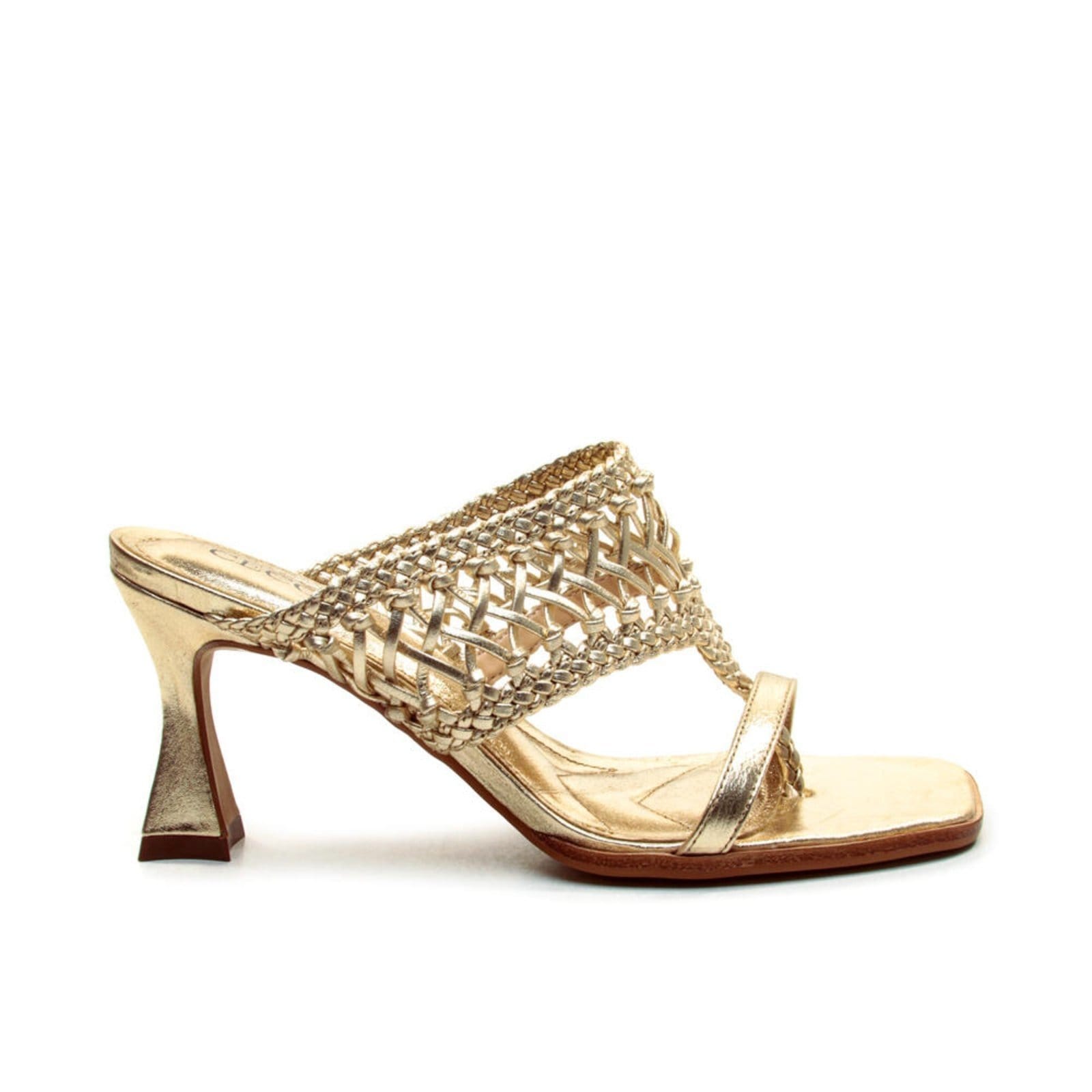 Tamanco Couro Ouro Light Salto Médio Cecconello 2719003-2