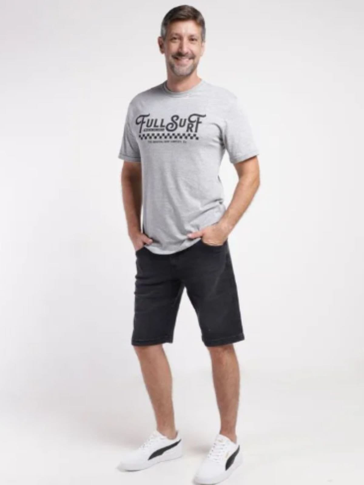 Vista 2 Bermuda Jeans Masculina Unak Premium Original Aruba Preta B Unak preto