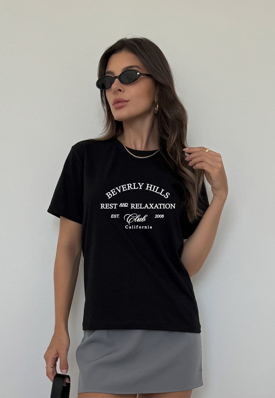 Camiseta Cianitas Preta Estampa Beverly Hills Club