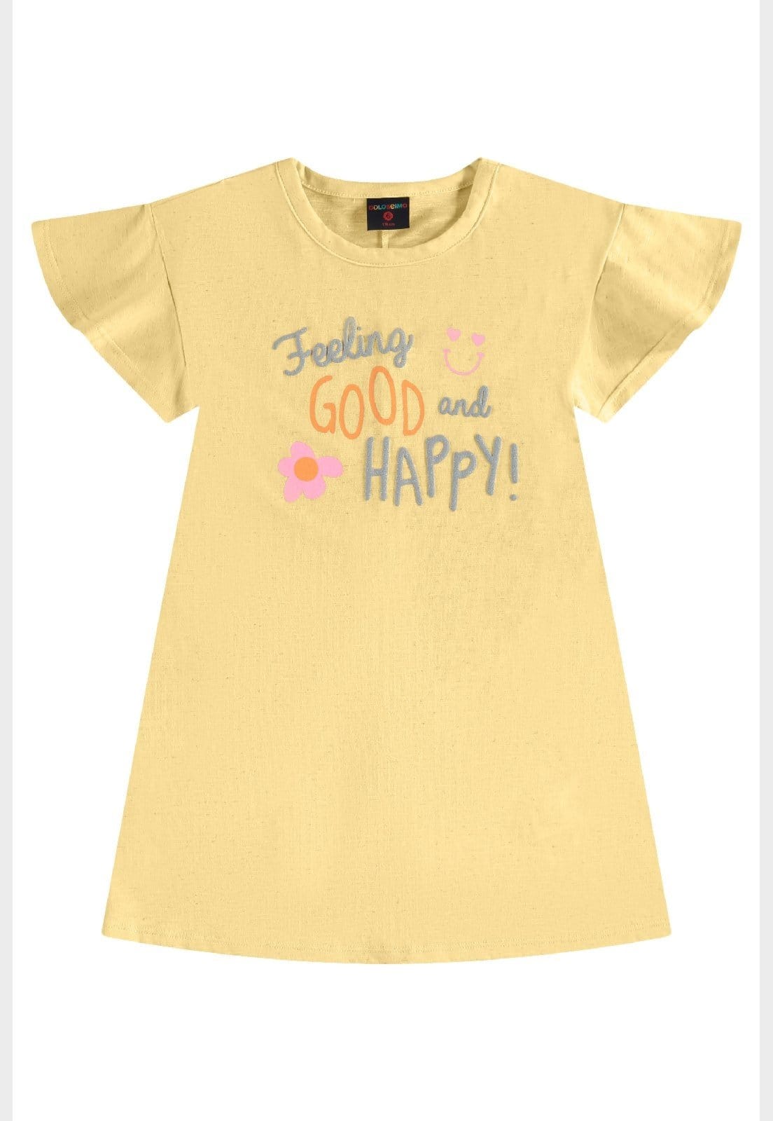 Vista 2 Infantil - Vestido Algodão e Linho Guloseima GULOSEIMA amarelo