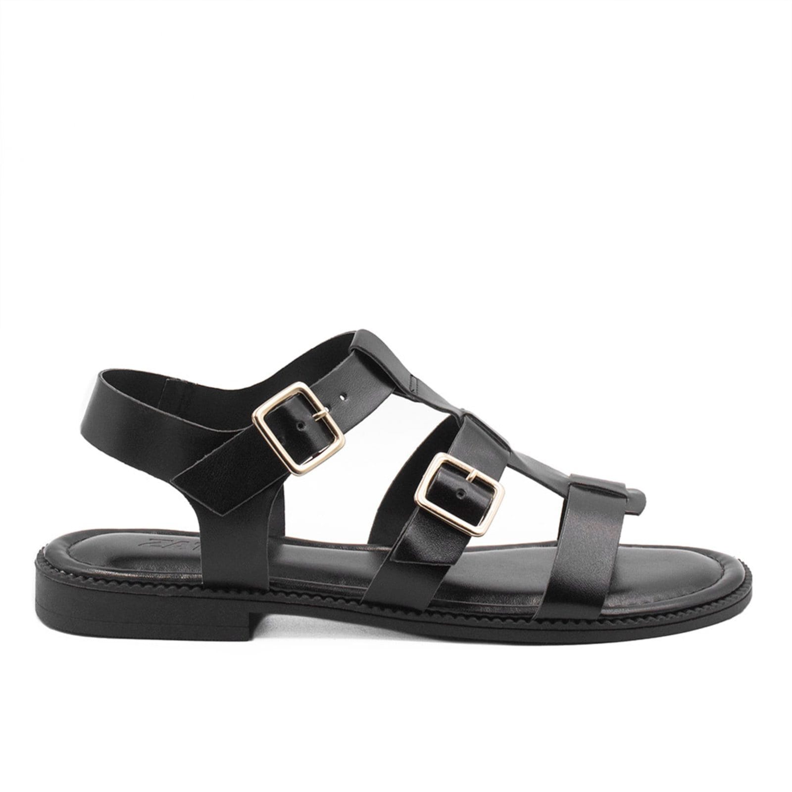 Rasteira Feminina Zatta Duas Fivelas Liah Preta