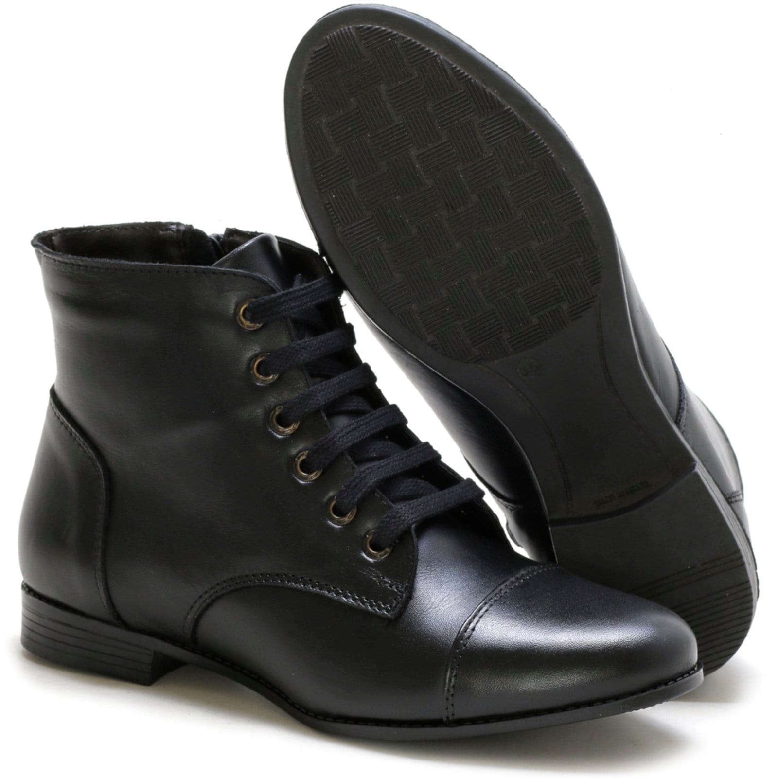 Vista 2 Bota Cano Curto Couro Tellini Store Preta TELLINI STORE preto