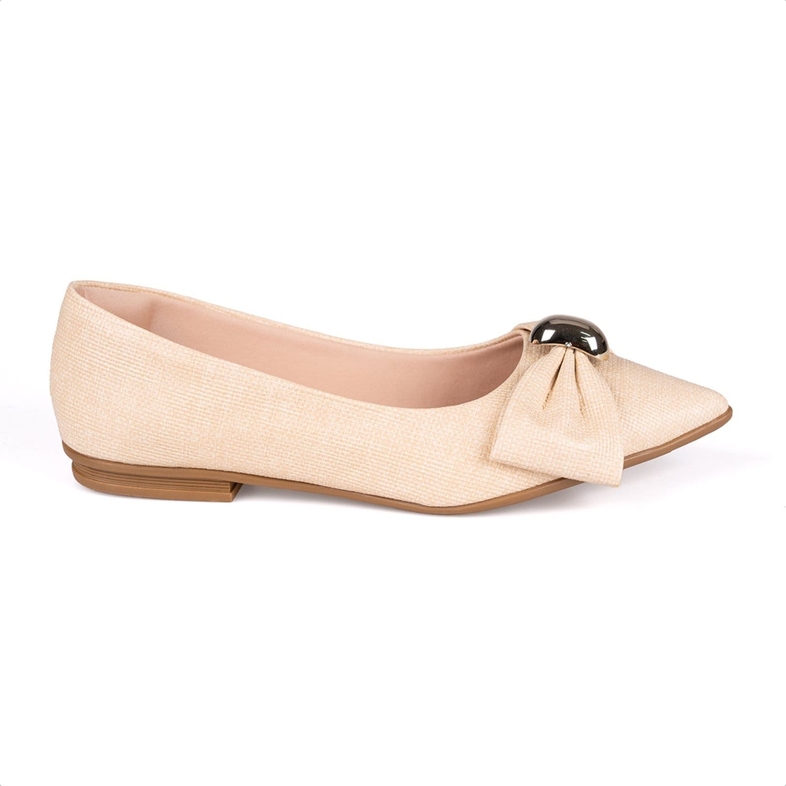 Sapatilha Feminina Bico Fino Laço Com Pedra Oval Metalizada - 2