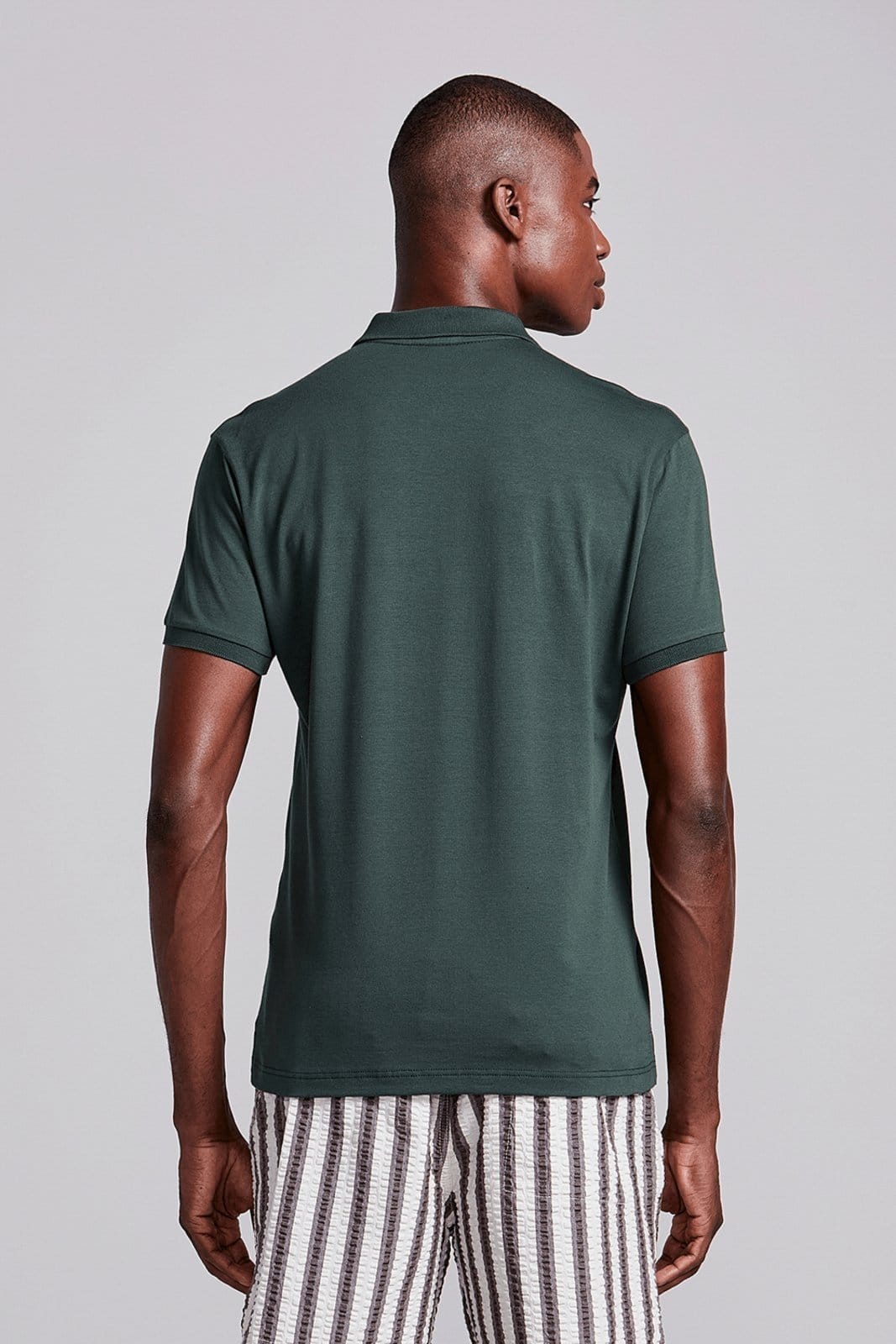 Vista 2 HIGHSTIL Camisa Polo com Zíper Malha Slim Fit Floresta HIGHSTIL verde