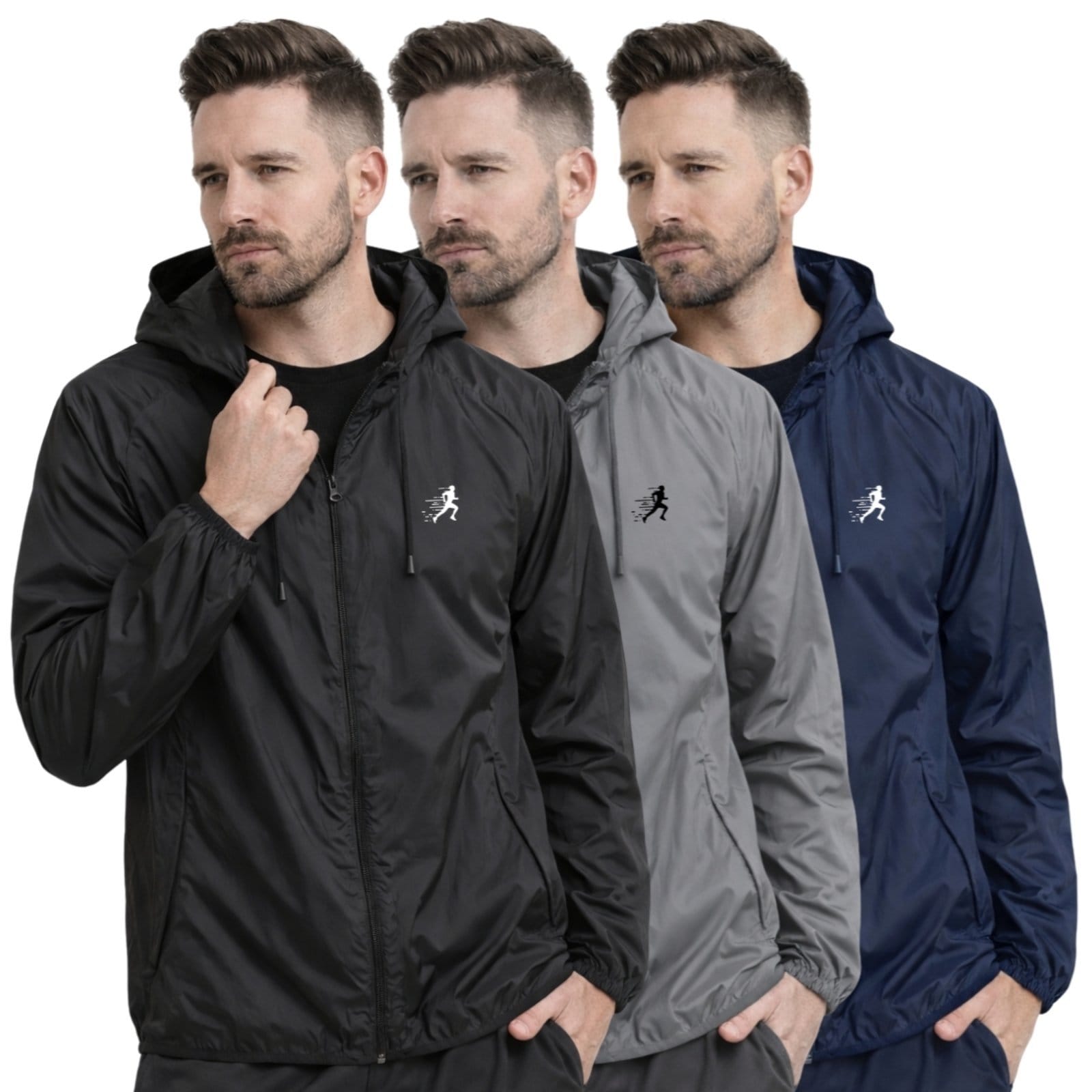 Kit 3 Jaqueta Corta Vento Impermeável Masculino Leve e Confortável Estilo Casual Corrida