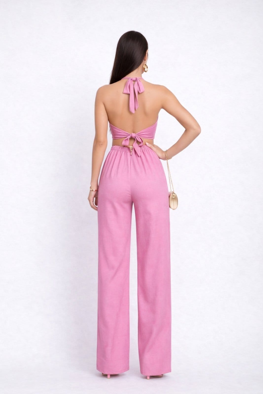 Vista 2 Macacão Longo D Bell Outlet Fashion Amarração D BELL OUTLET FASHION rosa