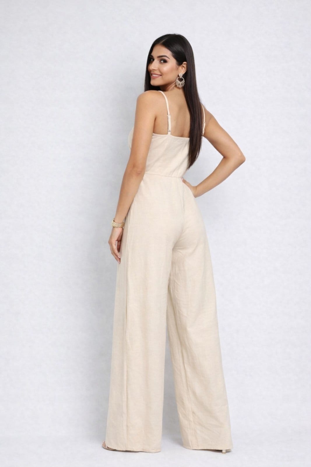 Vista 2 Macacão Longo D Bell Outlet Fashion Alcinha Creme D BELL OUTLET FASHION nude