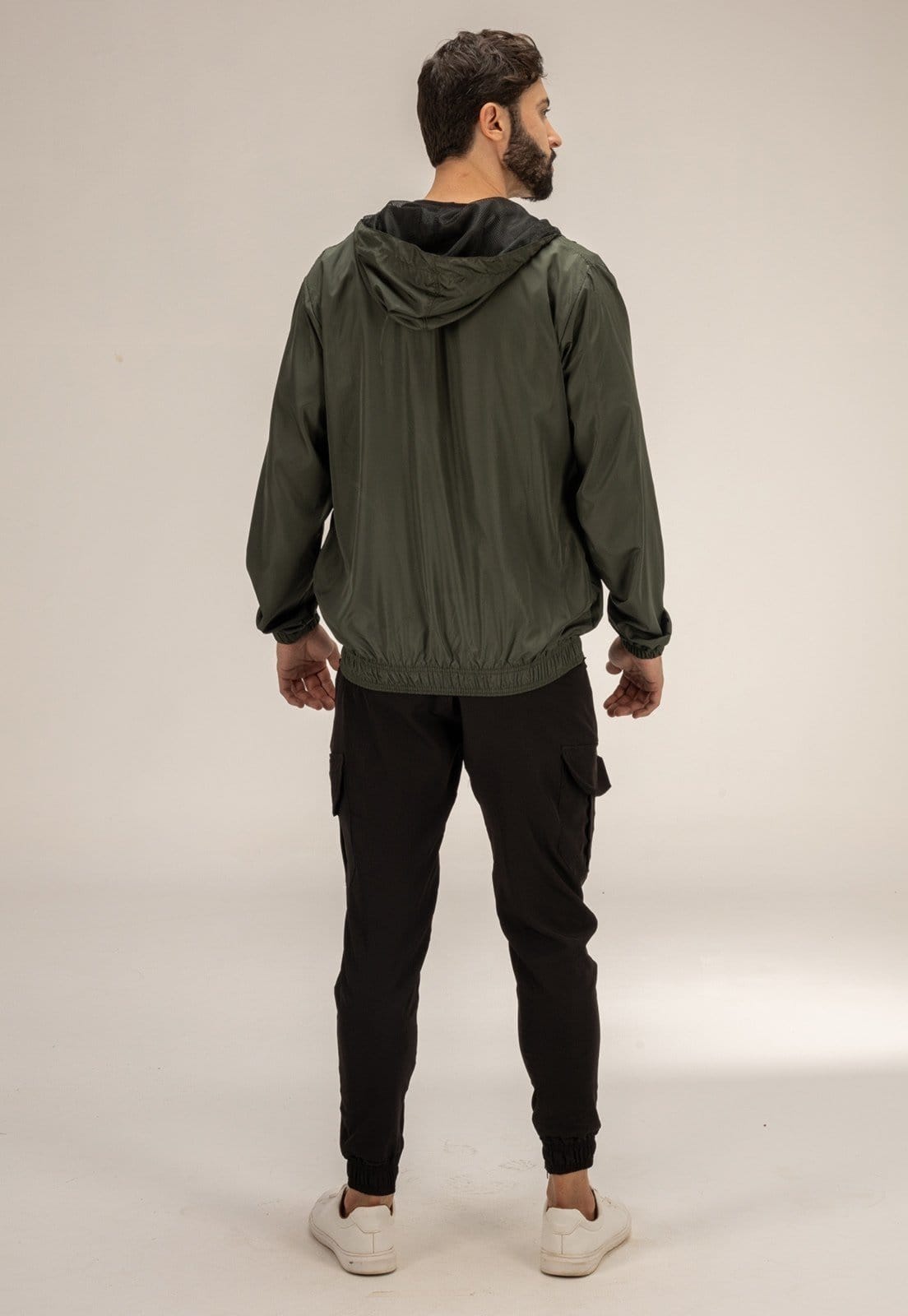 Vista 2 Blusa de Frio Corta Vento Esportiva Semi Impermeável Masculino Escuro Gola Alta Dulk verde/verde militar verde