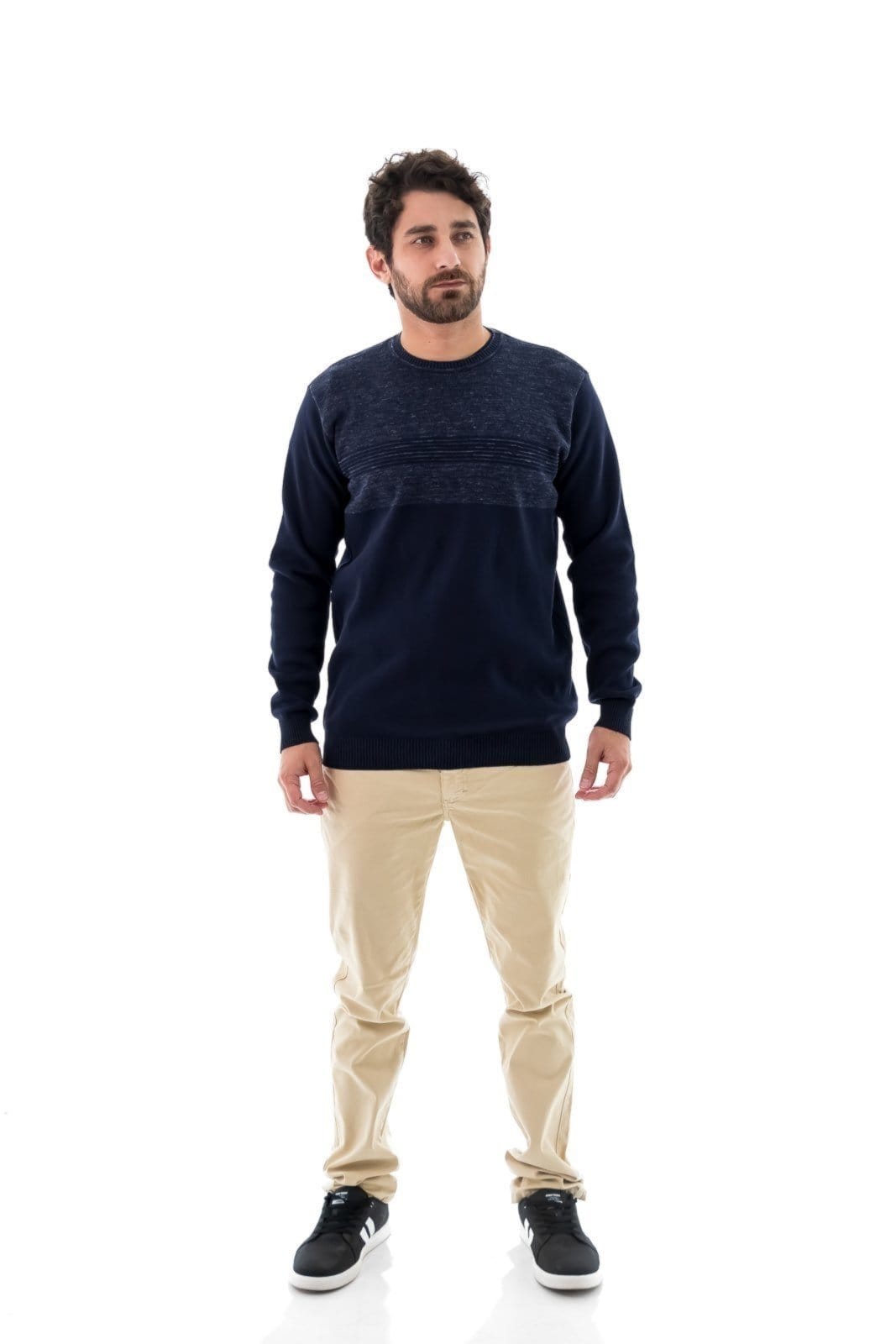 Vista 2 Calça Sarja Masculina Arauto Slim Collor com Bolso Embutido ARAUTO JEANS bege