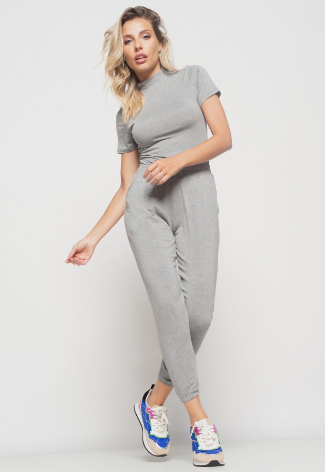 Conjunto Salvatore Comfy Com Blusa Gola Alta e Jogger Malha Mescla - 2