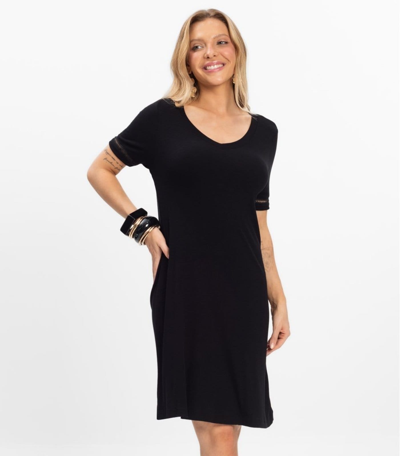 Vestido Curto Feminino Ribana de Viscose Rovitex