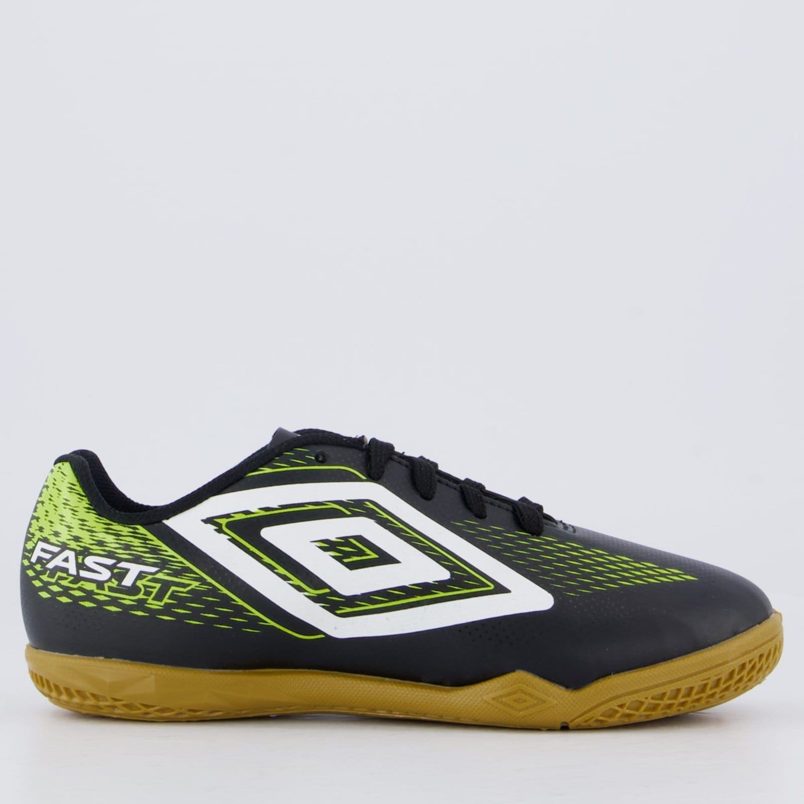 Chuteira Umbro Fast II Futsal Juvenil Preta e Verde
