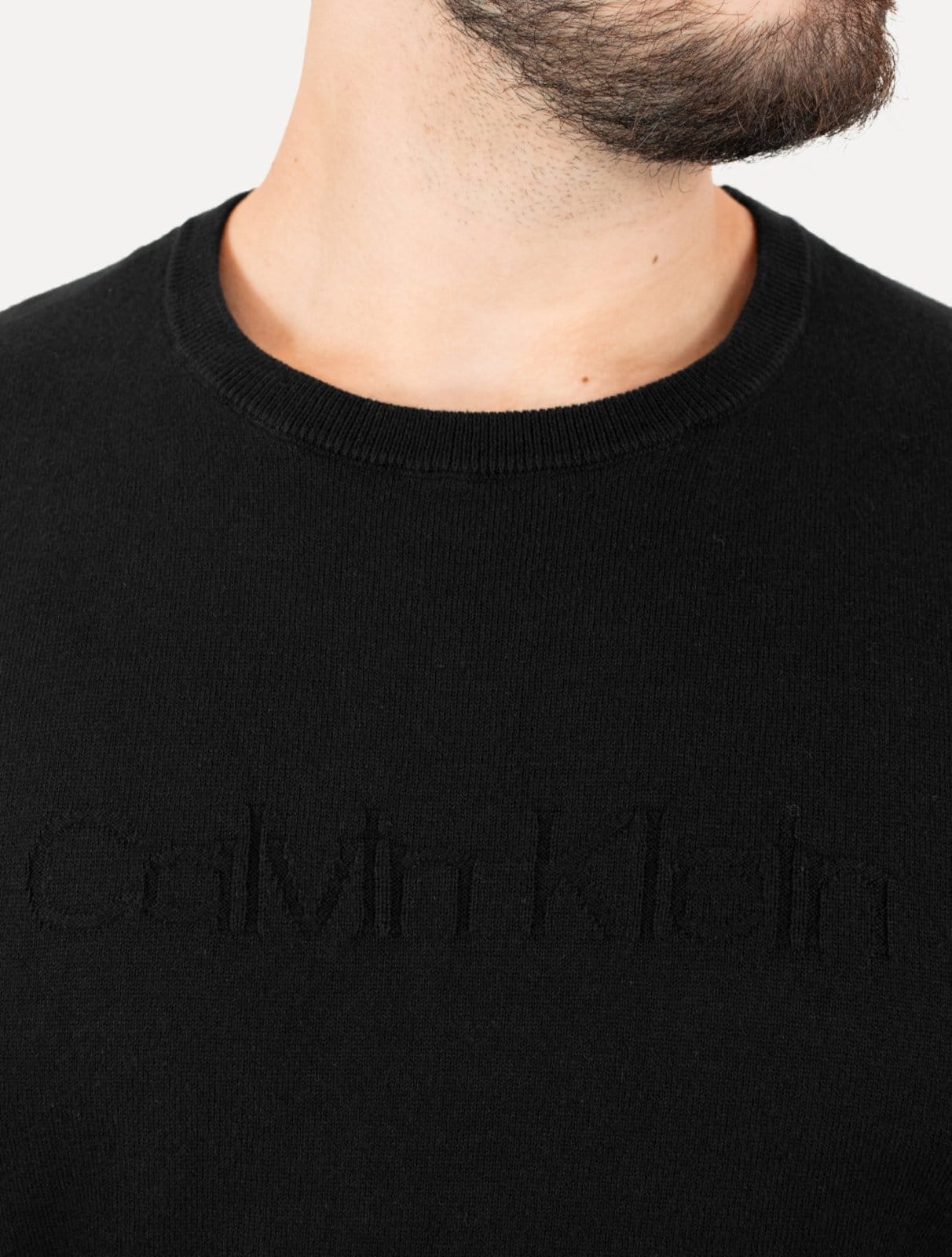 Vista 2 Suéter Calvin Klein Jeans Masculino Crewneck Tricot Liso Calvin Klein preto