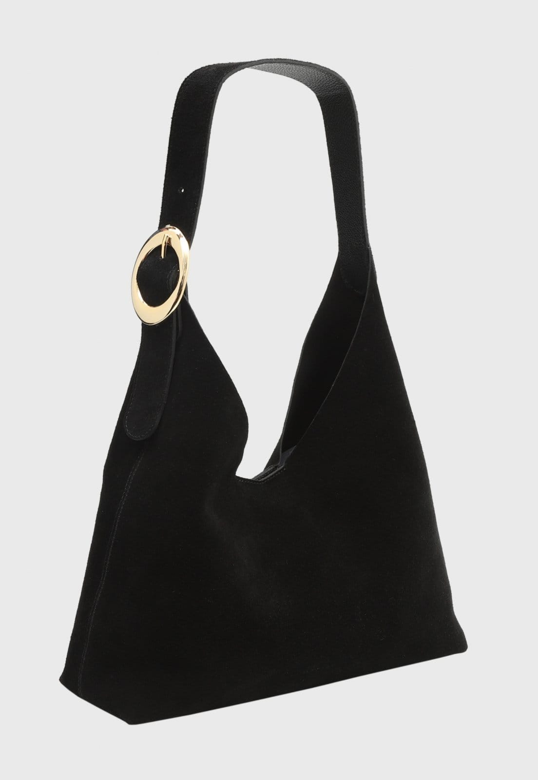 Bolsa Shoulder Hobo Couro Mariart Cajuzinho Preta