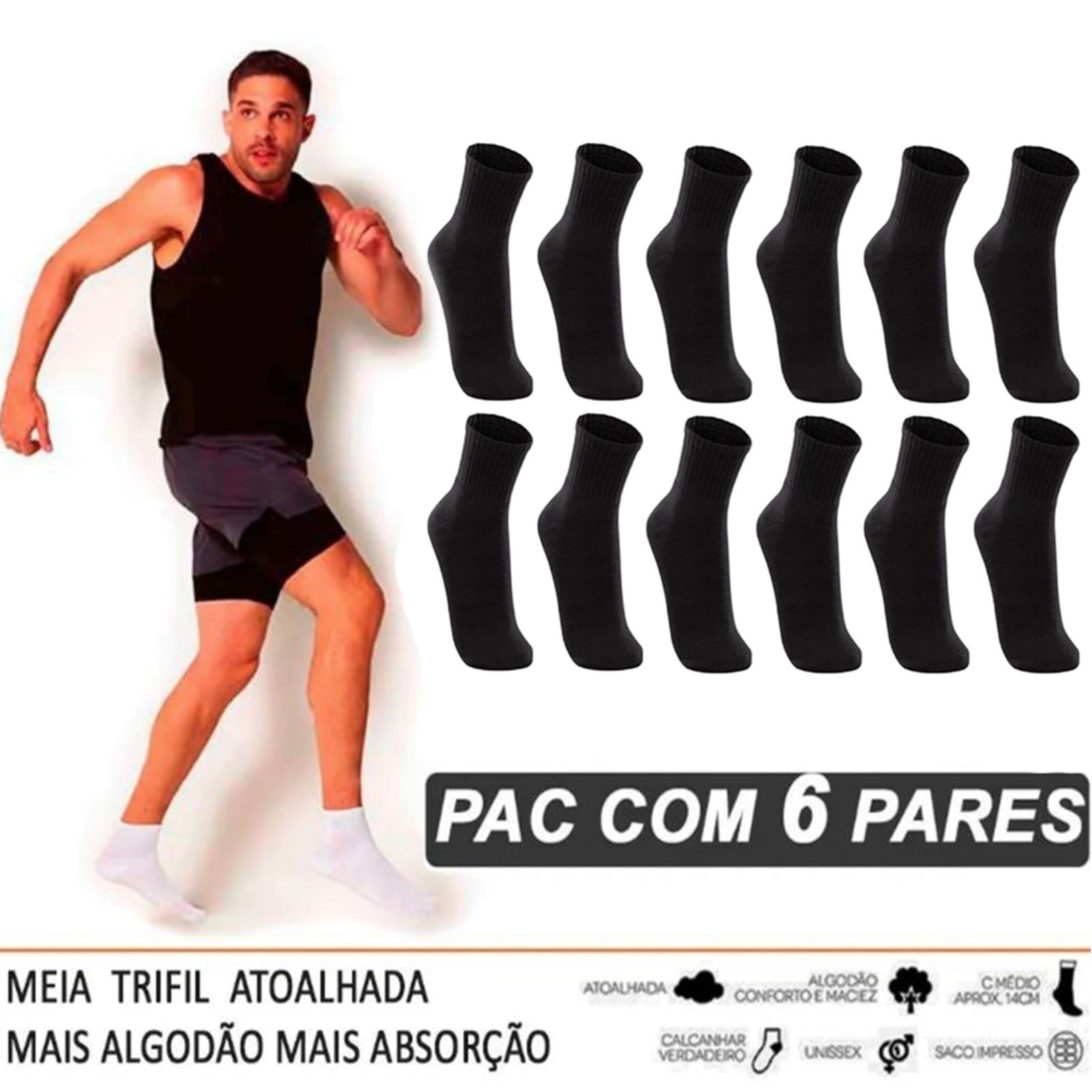 Kit 6 Pares Meias Trifil Cano Médio Sport - 2