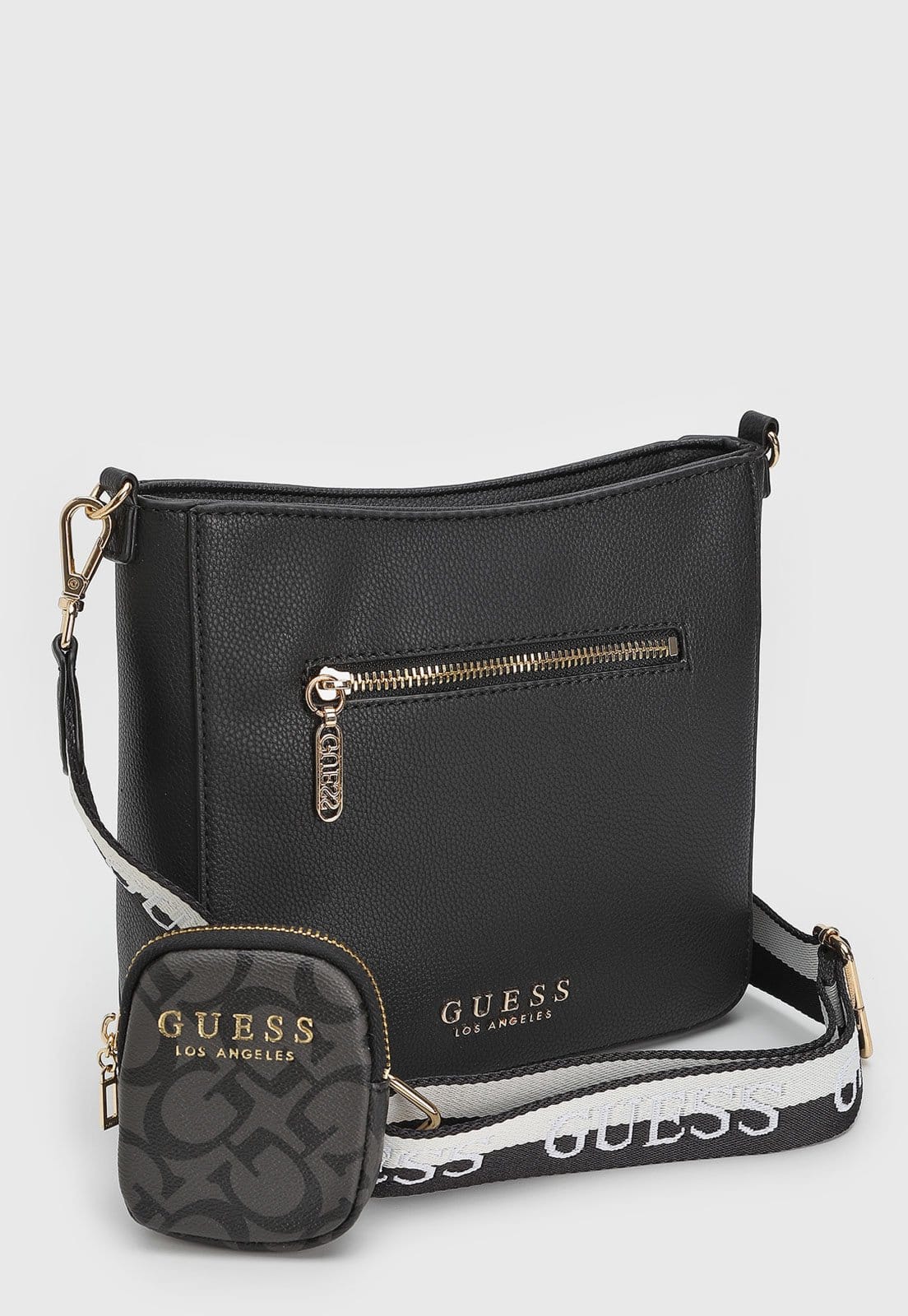 Vista 2 Bolsa Feminina Guess Media Alca Jacquard Porta-Moedas Preta Guess preto
