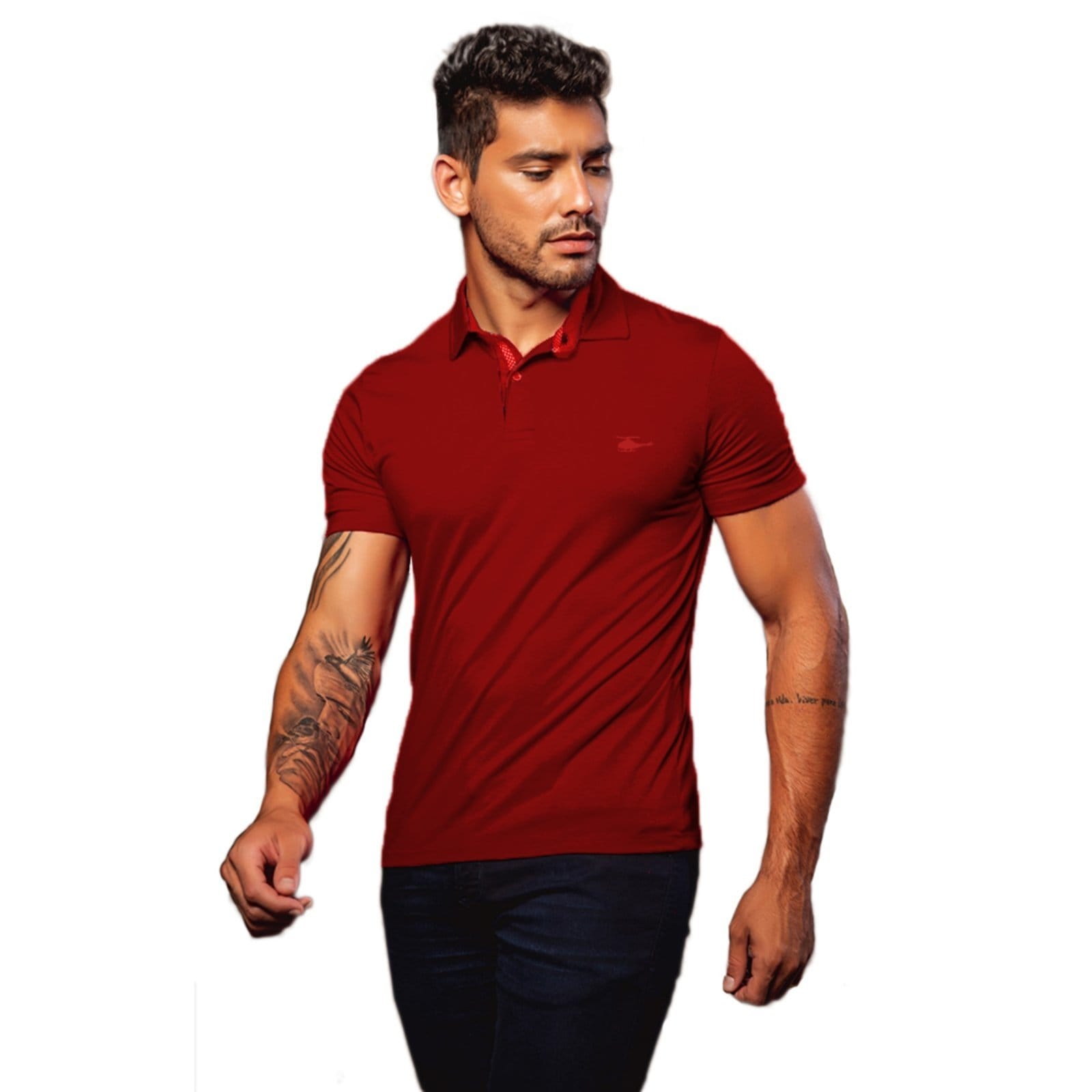 Camiseta Polo Masculina Básica Sallo Premium Tinto