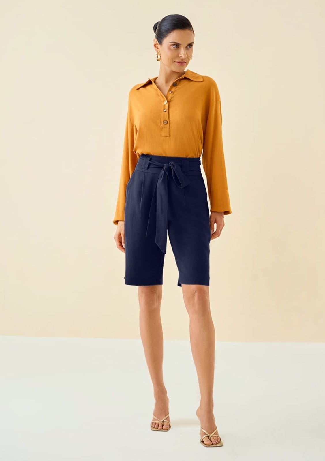 Bermuda Maria Valentina Reta Com Faixa