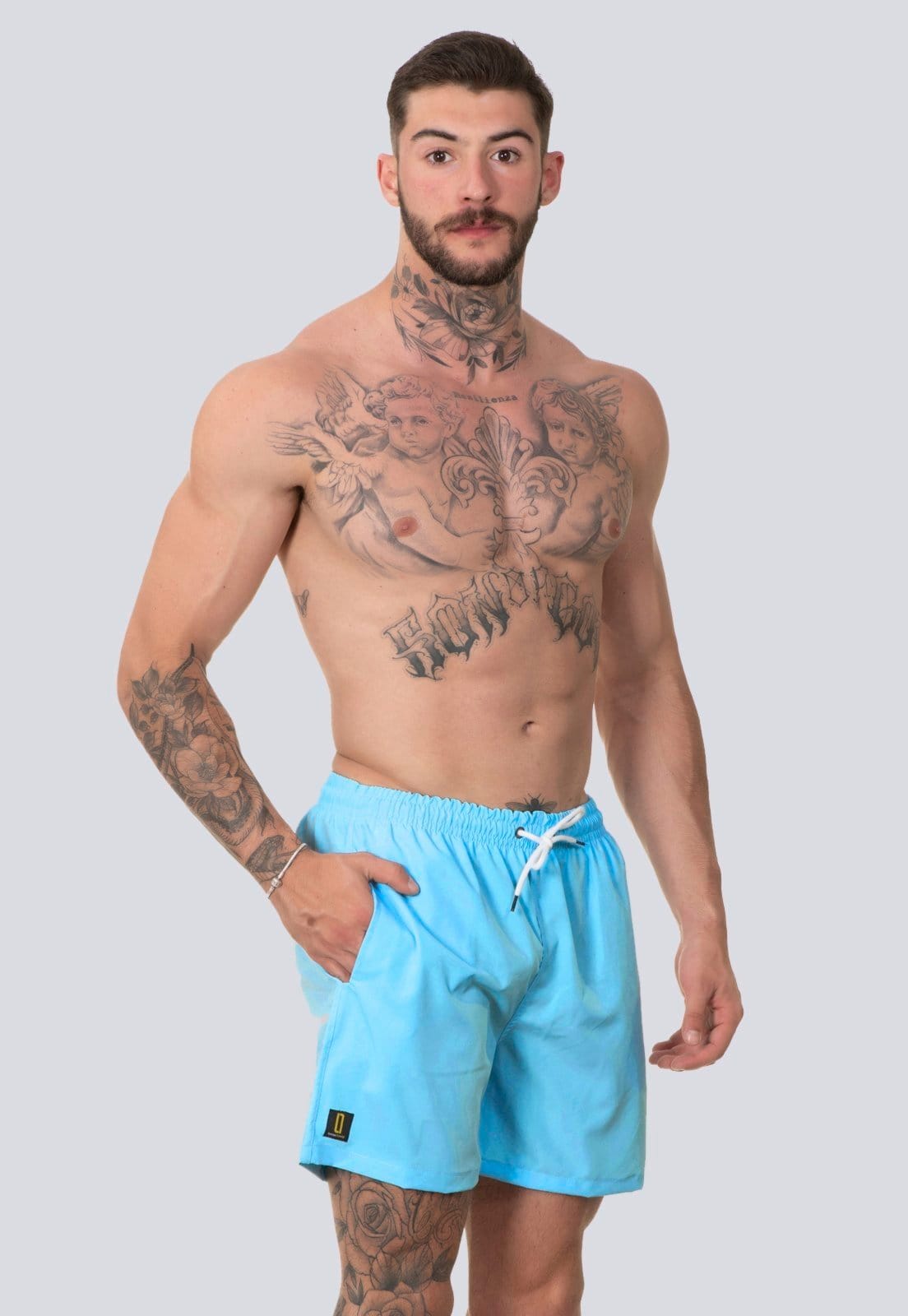 Vista 2 Kit 3 Short Masculino Liso Bermuda Praia Mauricinho Jr Rf350 Verde/Preto Lucas Lunny azul