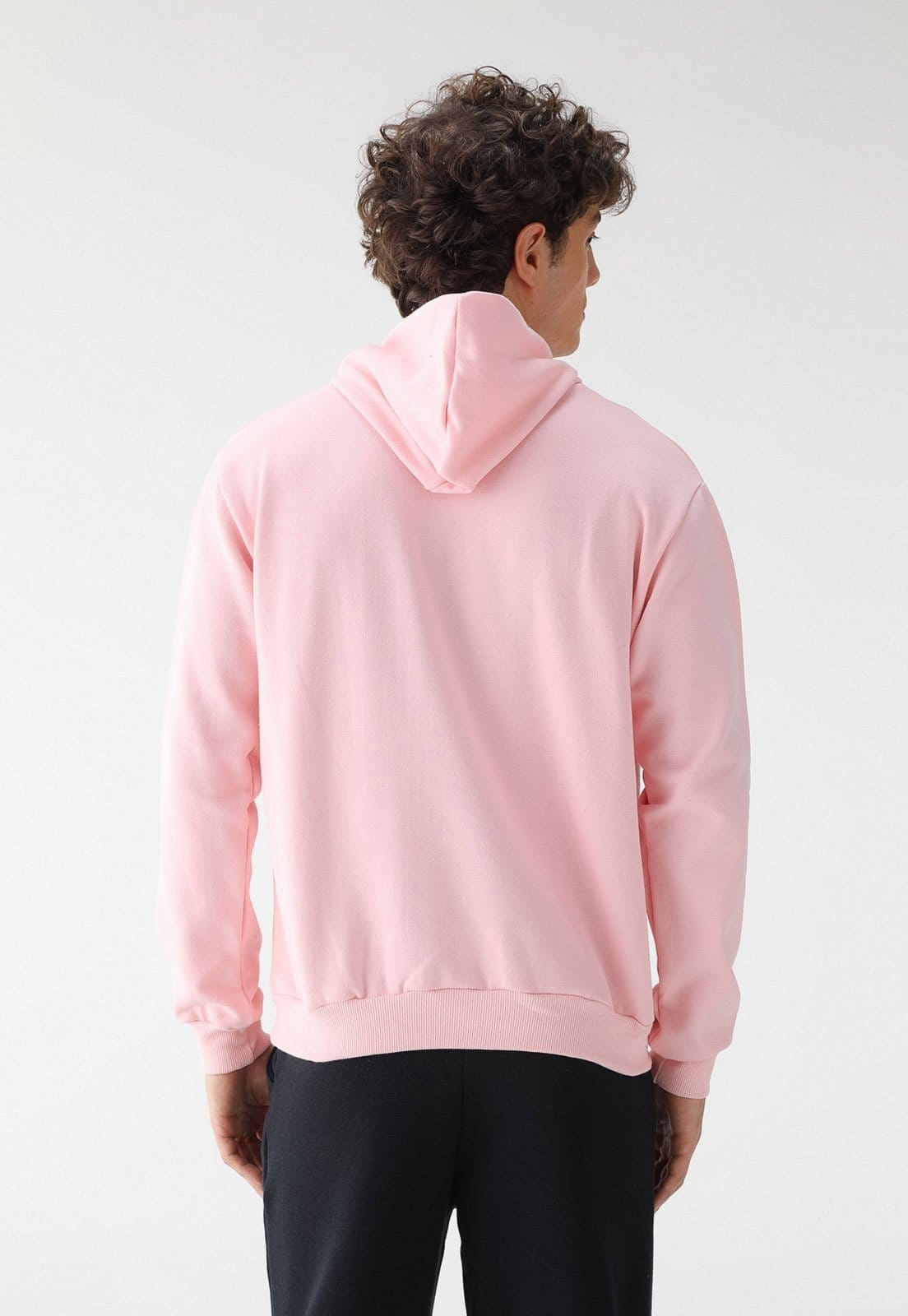 Vista 2 Blusa de Frio Moletom Canguru Masculino Flanelado Benellys Liso Claro Benellys rosa