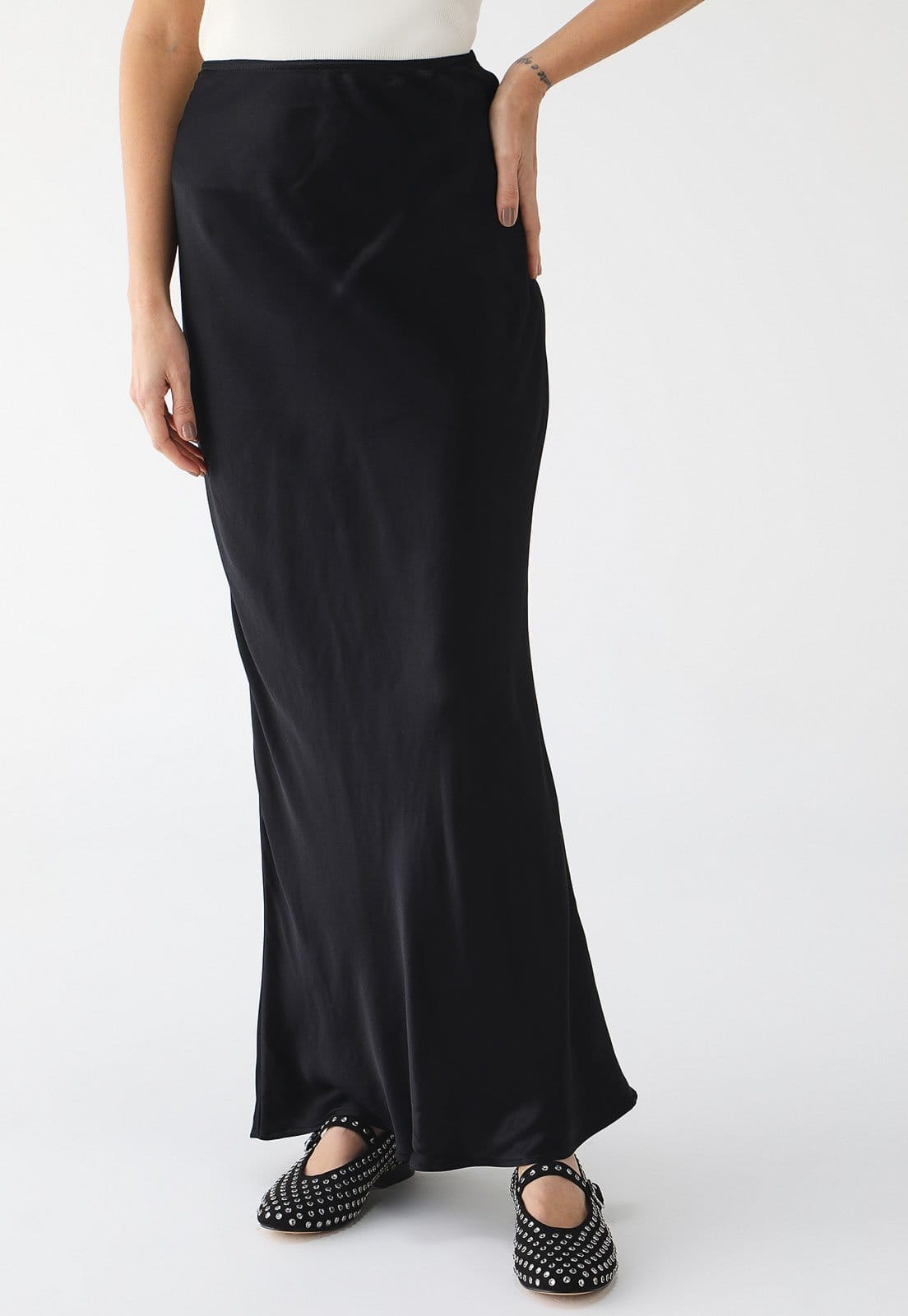 Saia TOPSHOP Longa Acetinada Preta