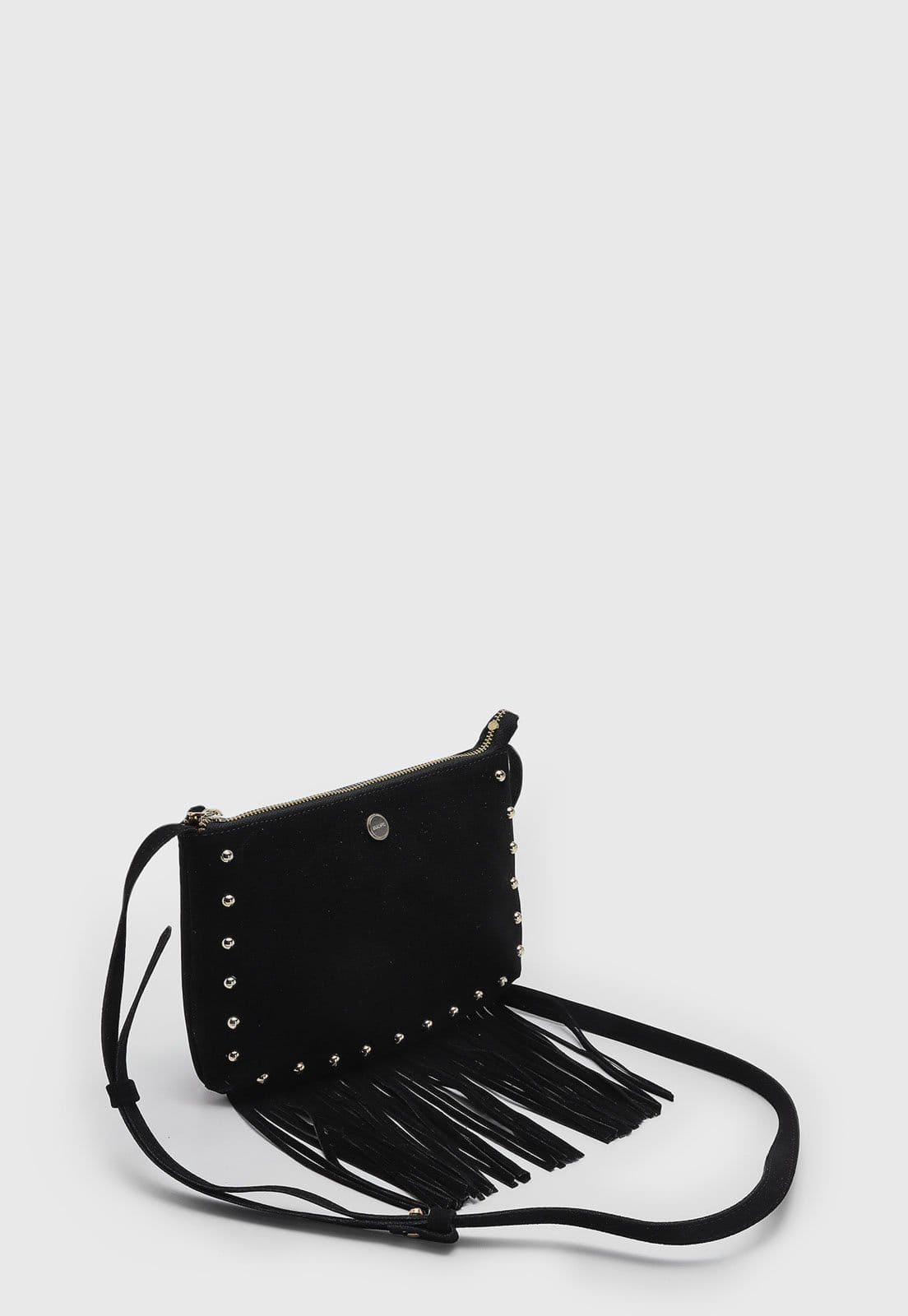 Vista 2 Bolsa Transversal Feminina ANACAPRI Boho Alça Ajustável Preta Anacapri preto