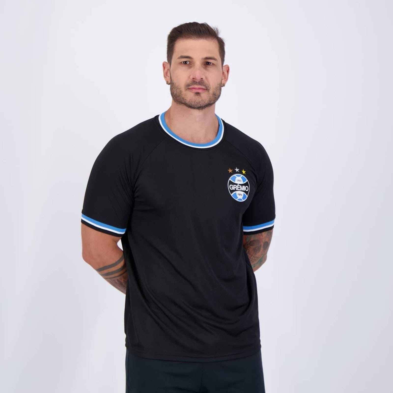 Vista 2 Camisa Grêmio Ace Preta Natural Cotton preto