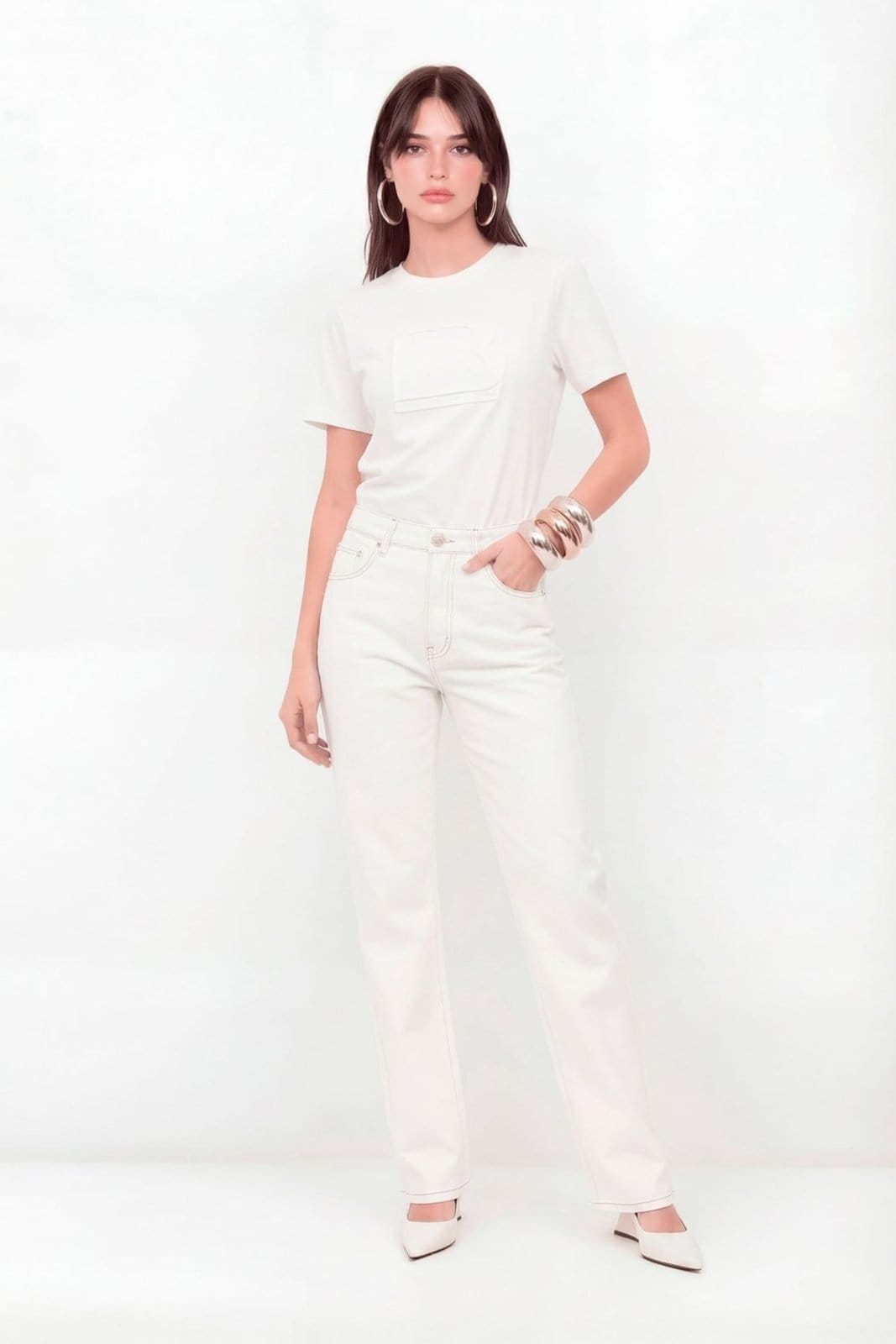 Calça Sarja Straight Cintura Alta Feminino