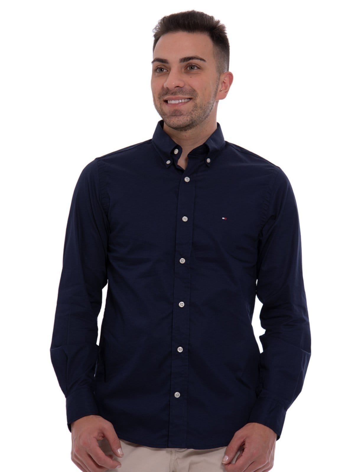 Camisa Tommy Hilfiger Regular Fit Classic Collar Marinho