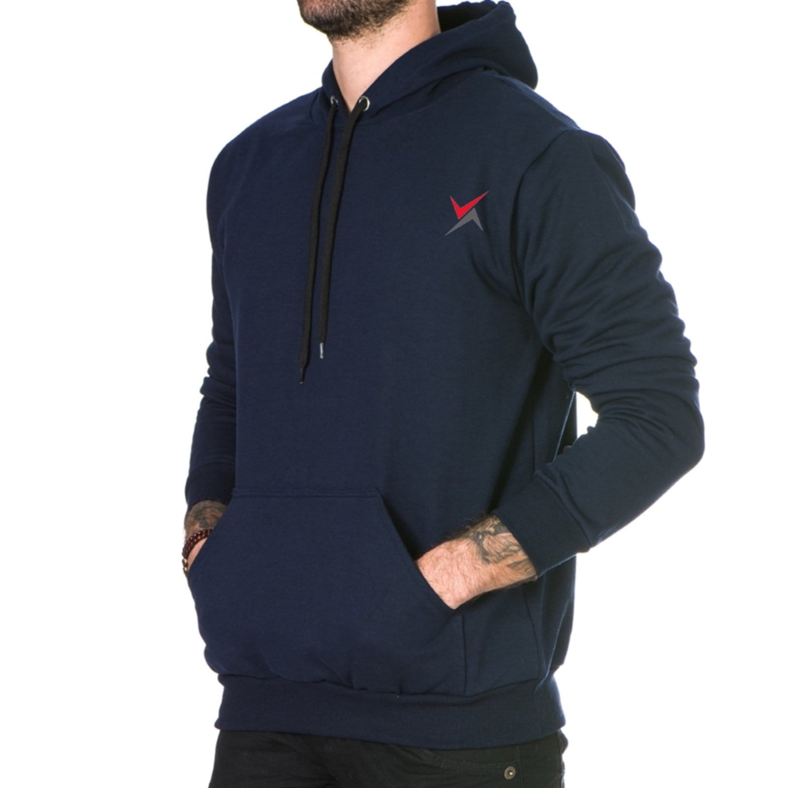 Vista 2 Moletom Masculino Dexshoes em Algodão Leve Polo Blu com Bolso e Capuz do ao G1 Polo Blu azul marinho