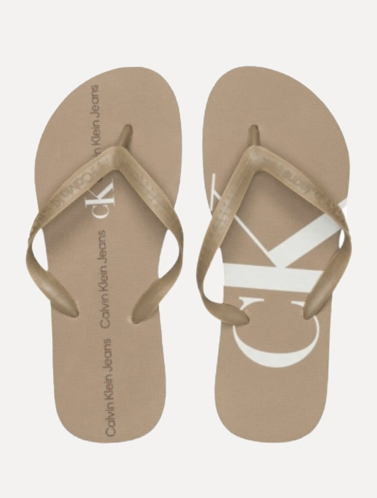 Vista principal Chinelo Calvin Klein Jeans Logo Flow White Cáqui Médio Calvin Klein cáqui white