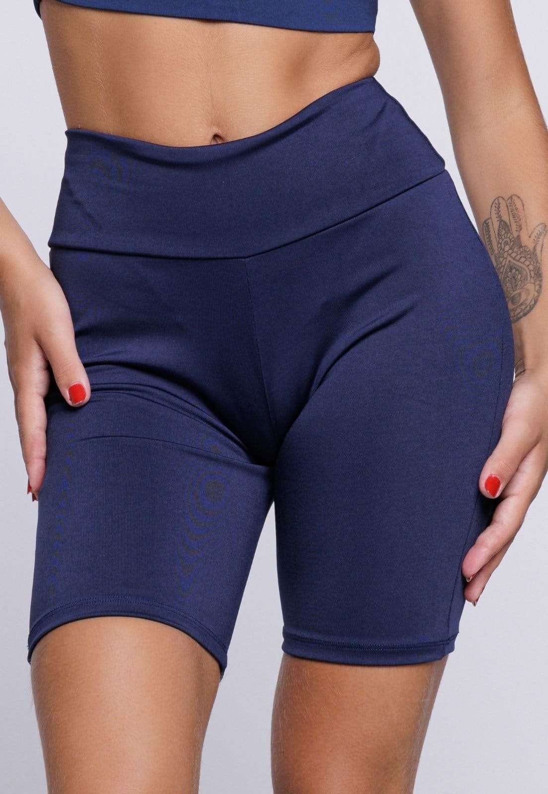 Vista 2 Bermudinha Feminina WLS Modas Legging Fitness WLS Modas azul marinho