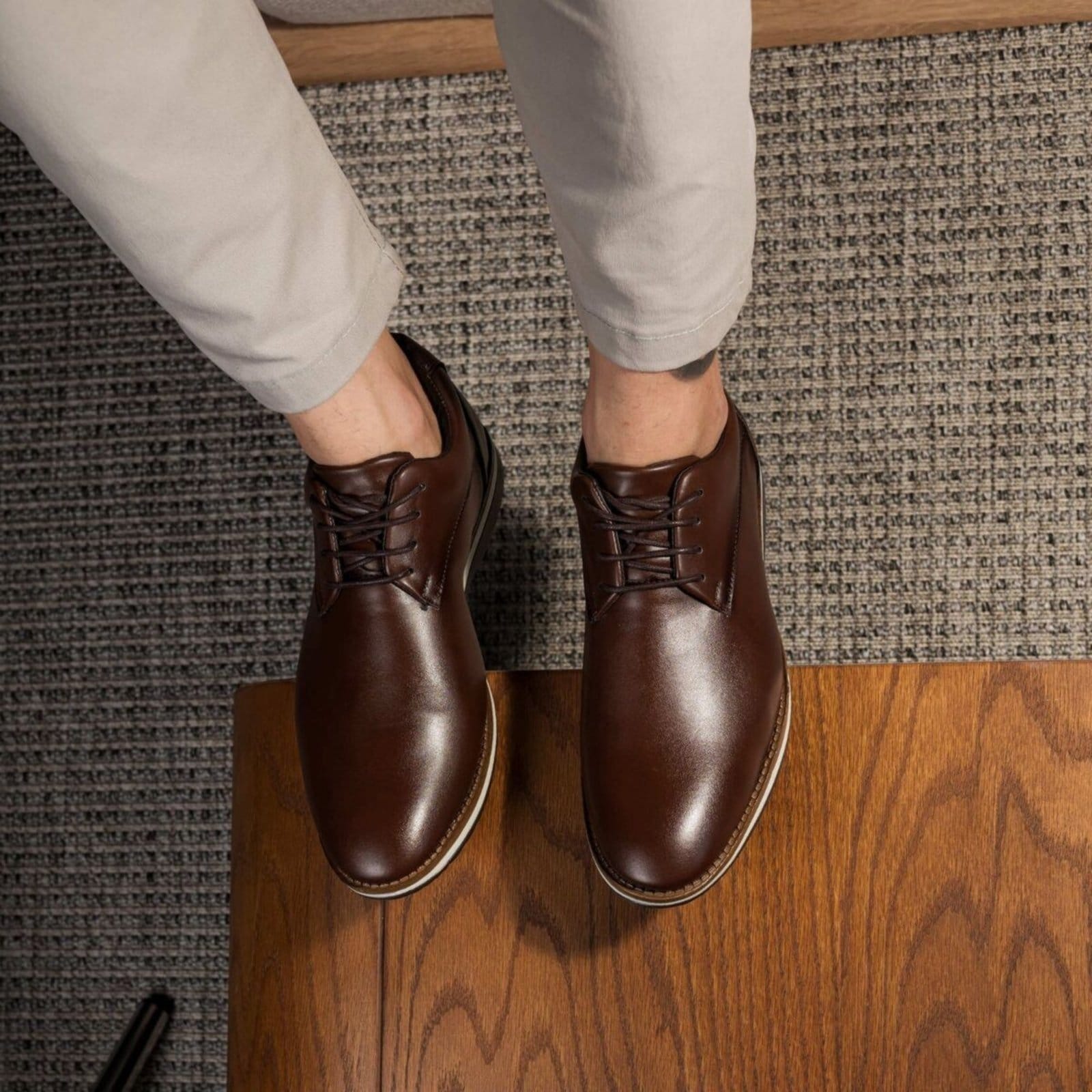 Vista 2 Sapato Oxford Masculino Liso Moderno Denver Sapato Masculino Social THEZB preto