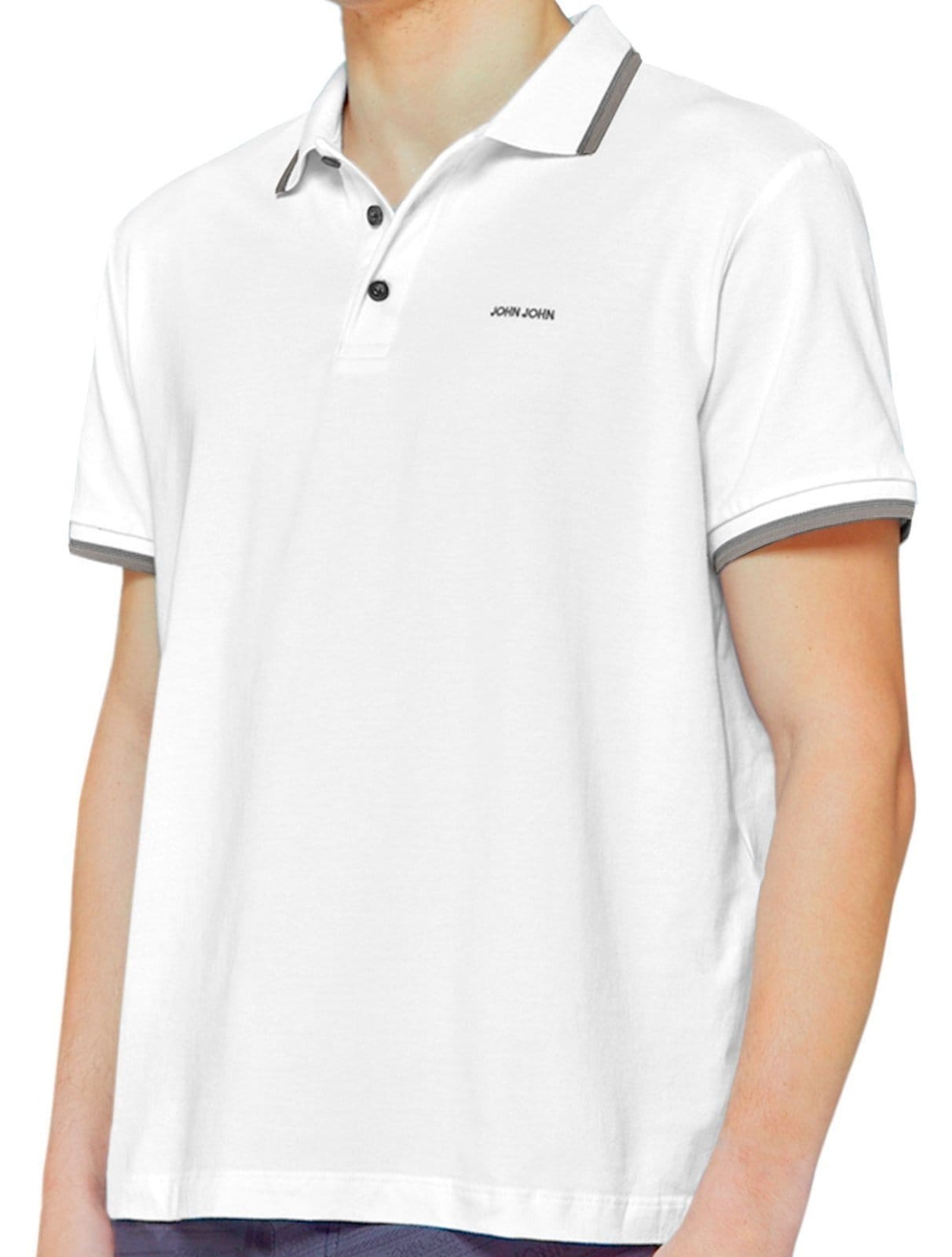 Polo John John Masculina Two Lines Branca