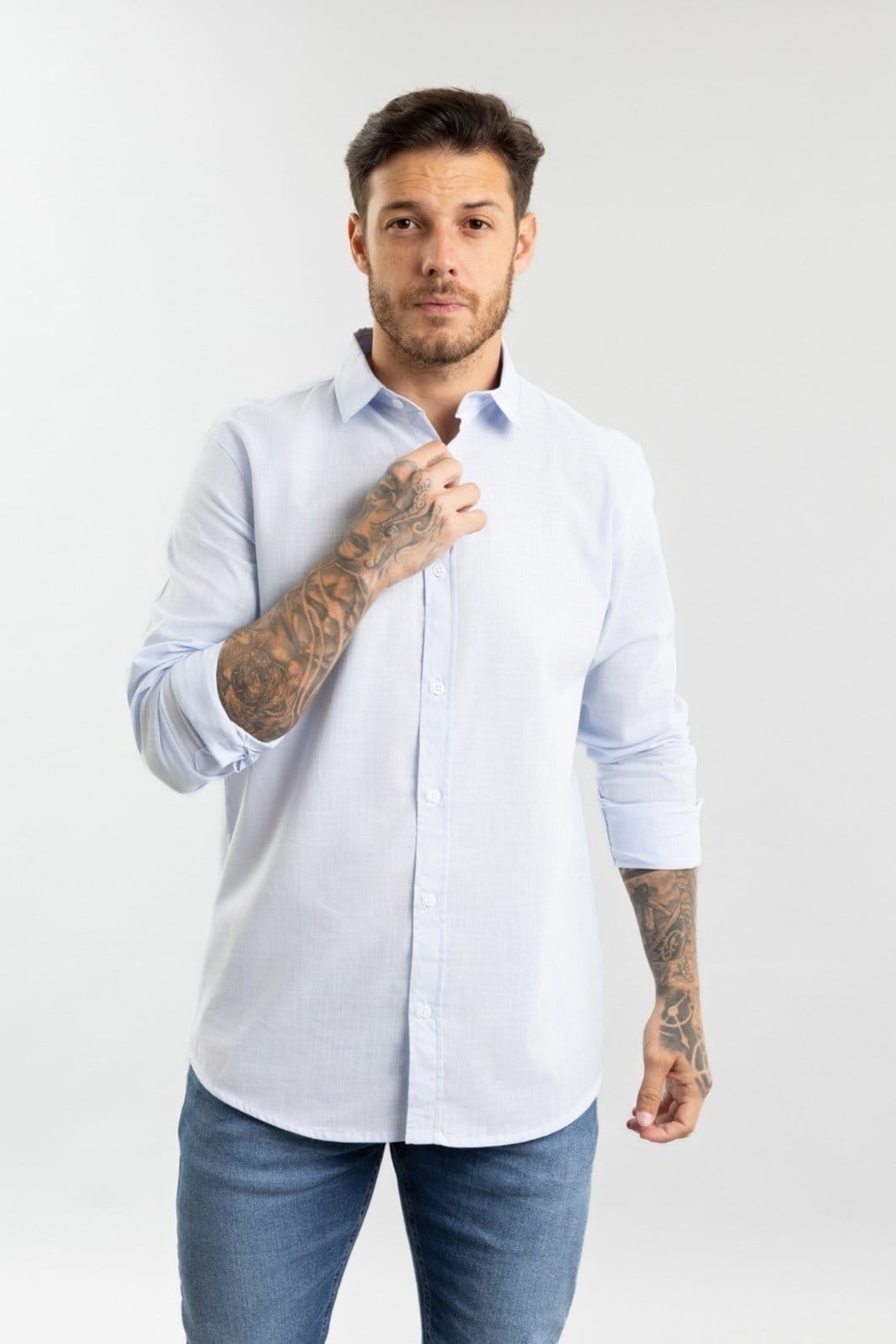 Camisa Masculina Manga Longa em Algodão com Botões Dialogo