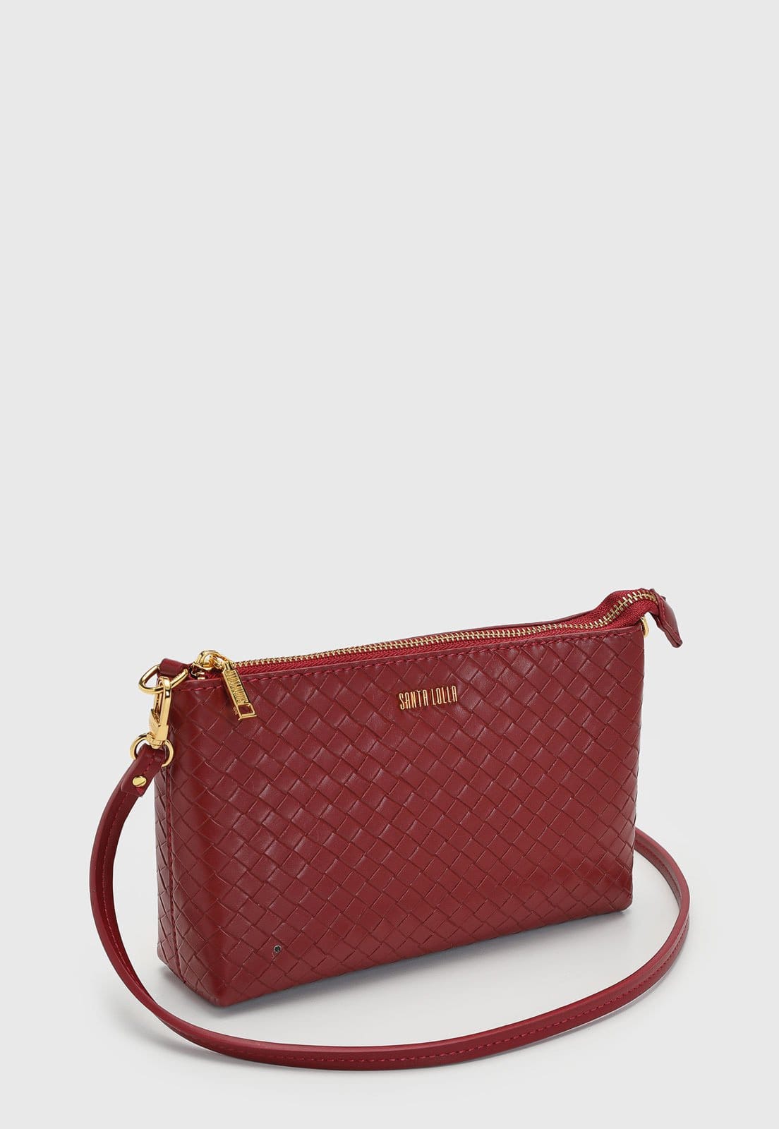 Vista 2 Bolsa Feminina Santa Lolla Pequena Trançada Vermelha Santa Lolla vermelho