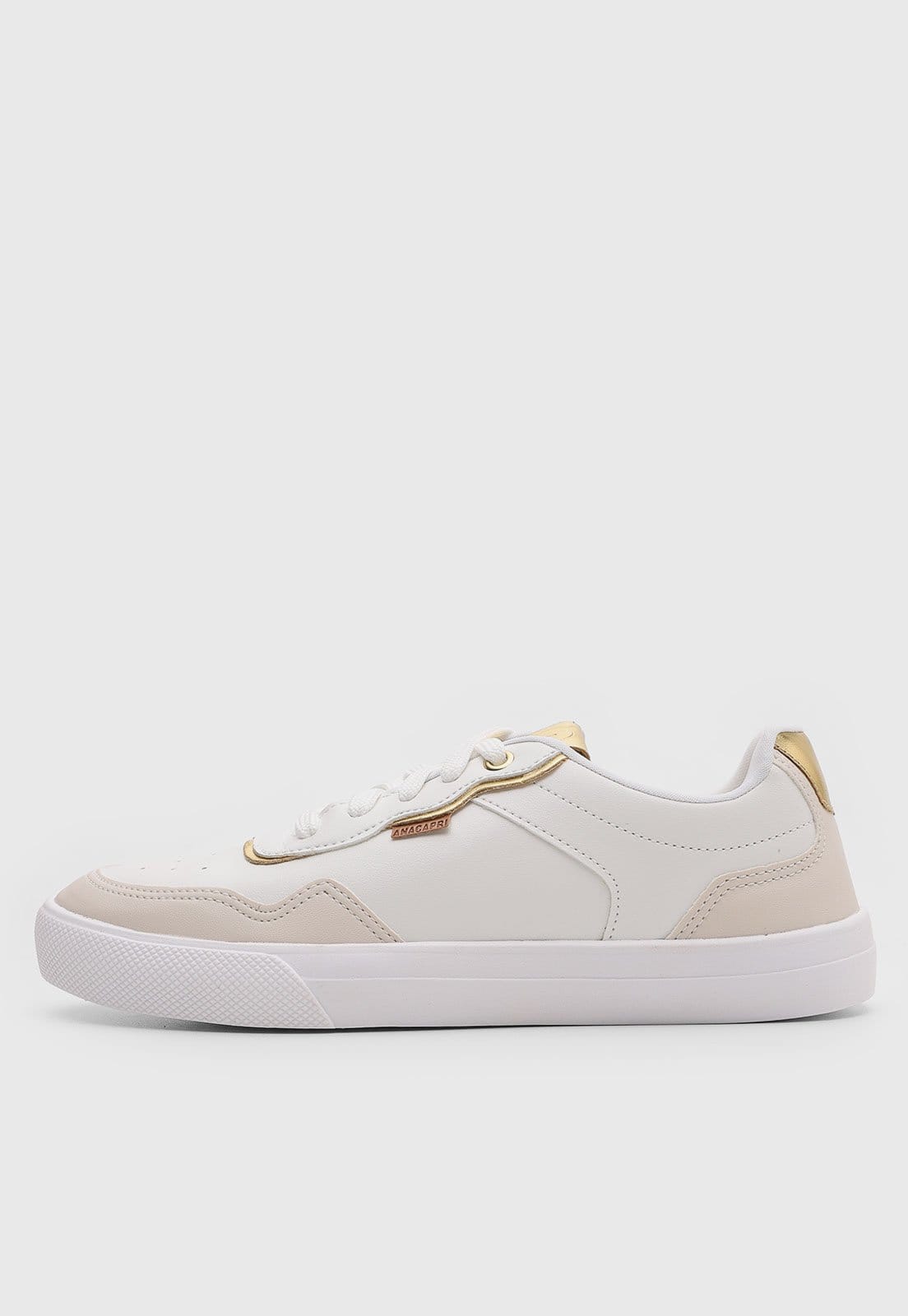 Tênis Feminino Anacapri Detalhes Dourados Off-White