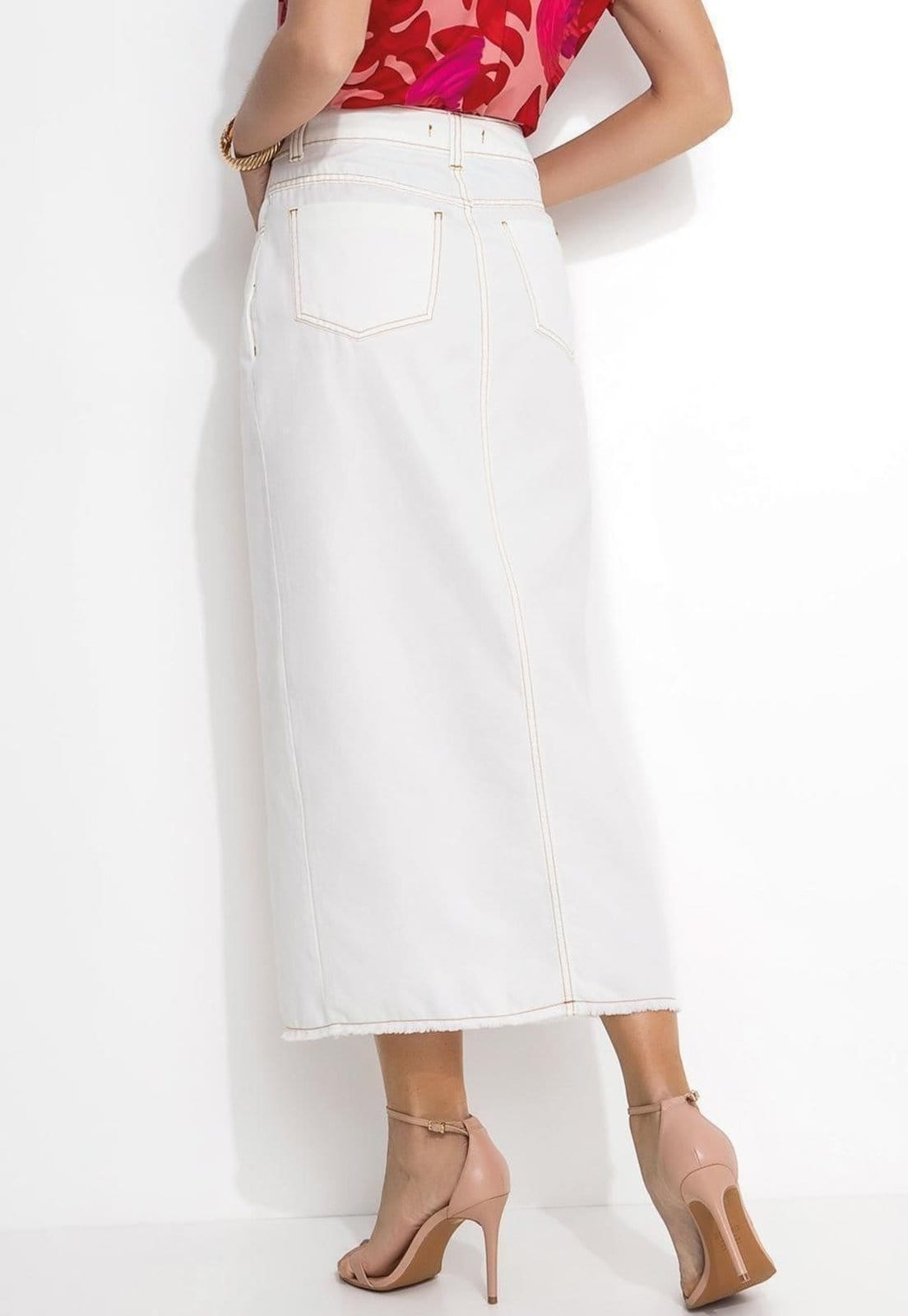 Vista 2 Saia Com Bolsos E Fenda Off White Quintess bege white