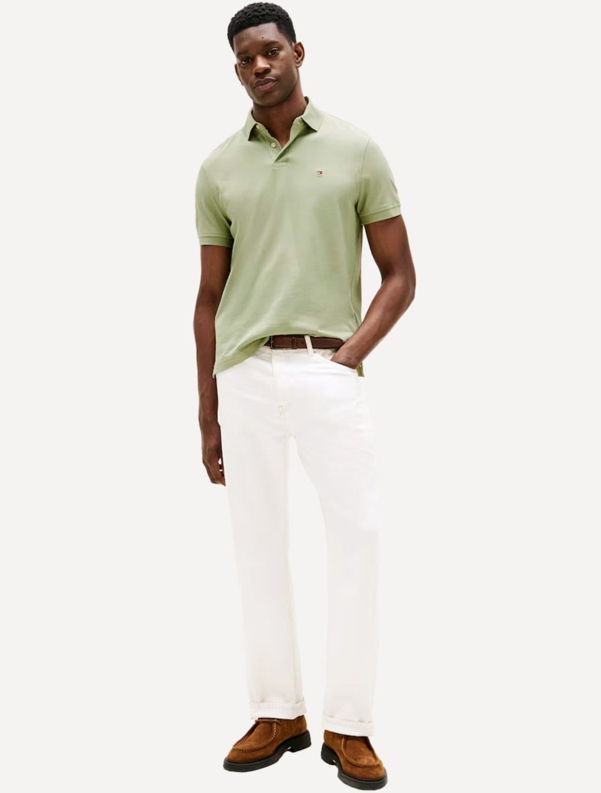 Vista 2 Polo Tommy Hilfiger Masculina Regular Piquet 1985 édio Tommy Hilfiger verde