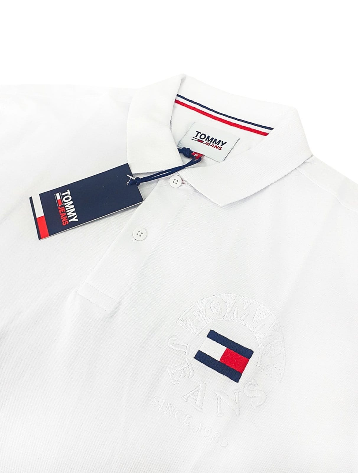 Vista 2 Polo Tommy Jeans Masculino Regular Timeless Circle Branca Tommy Jeans branco