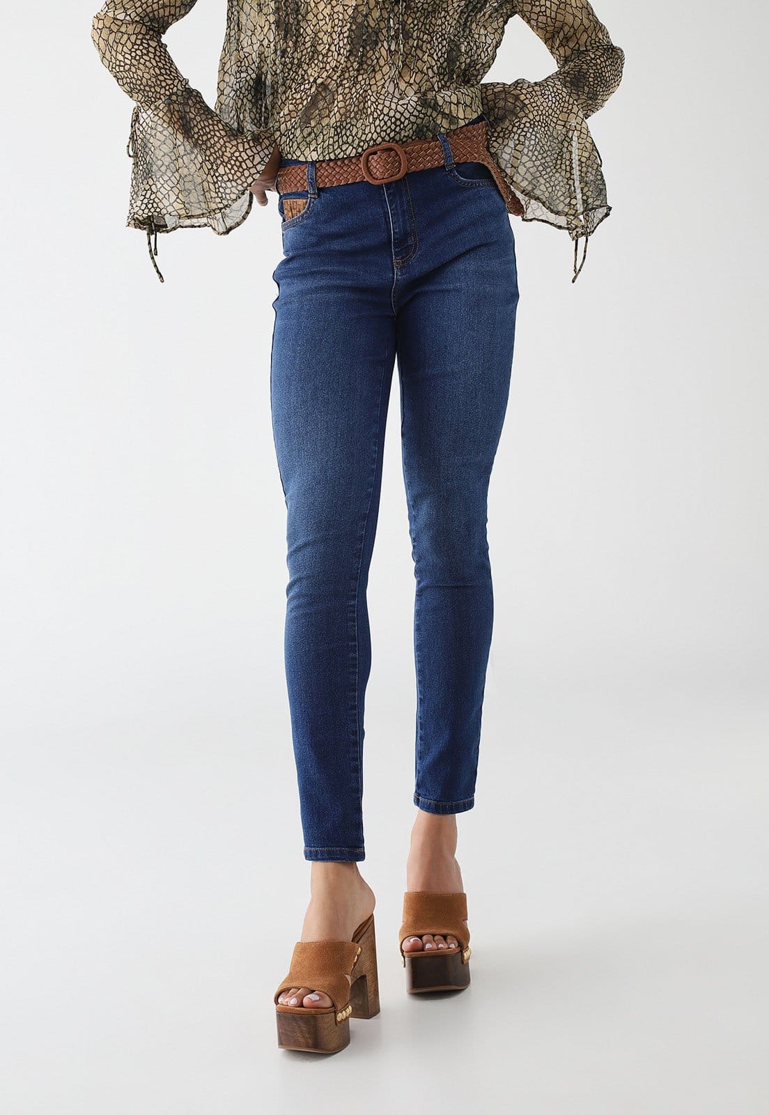 Calça Jeans Feminina Colcci Cintura Média Escuro