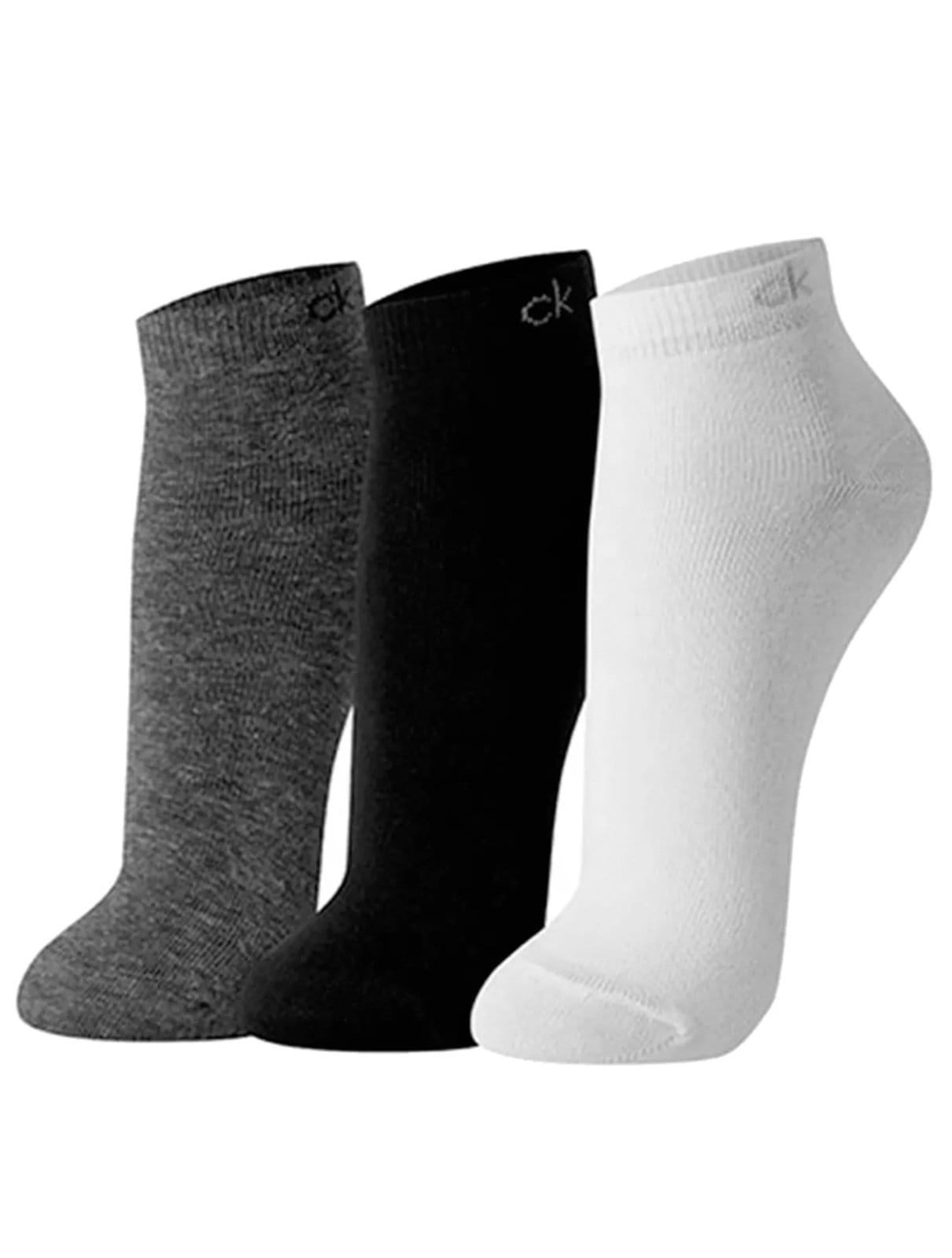 Meia Calvin Klein Cano Curto CK Preta Branca e Kit 3 Pares