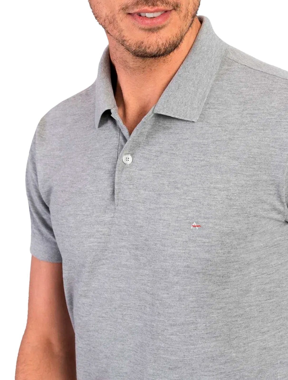 Vista 2 Polo Aramis Masculina Basic Piquet Mescla Aramis cinza