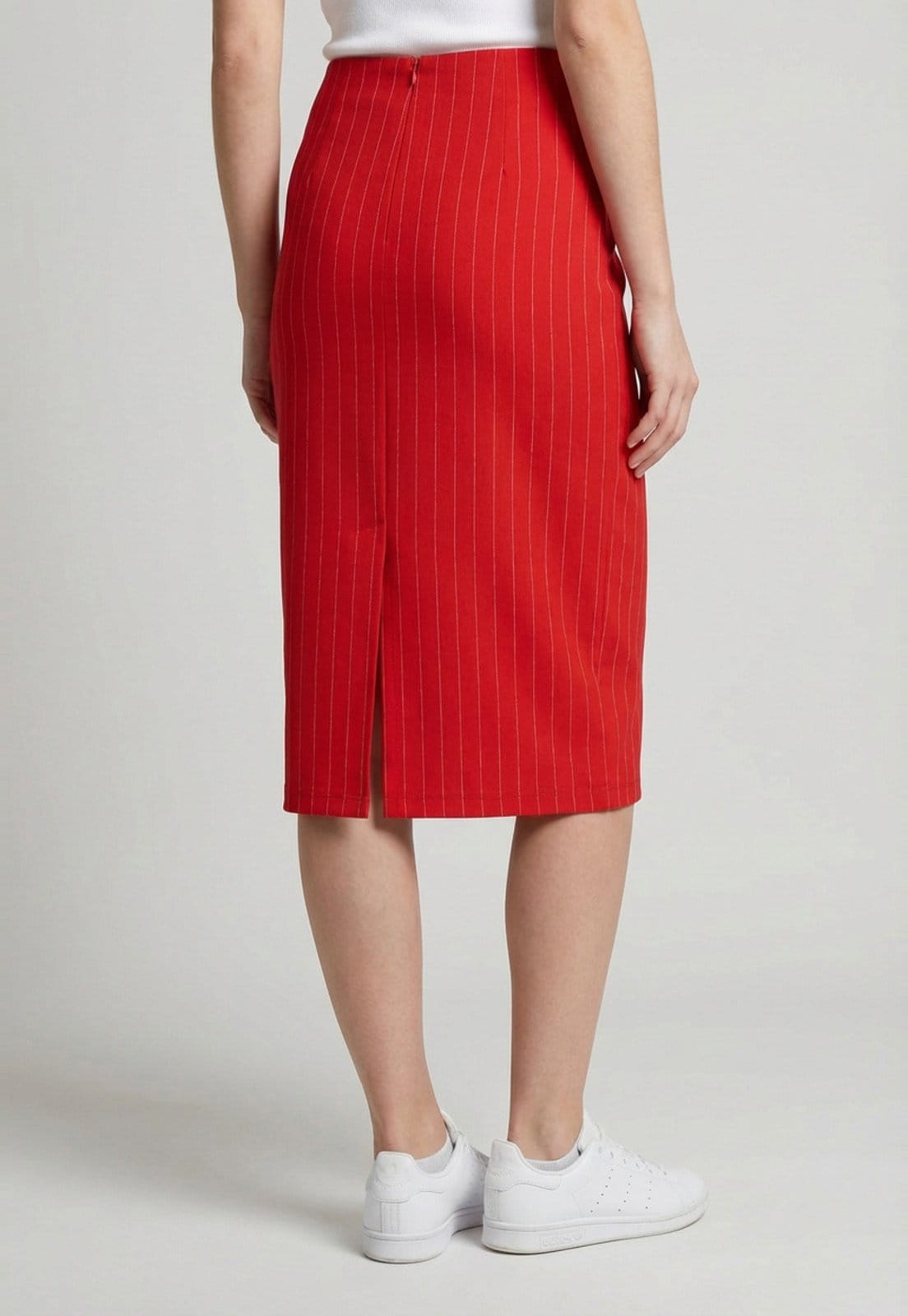 Vista 2 Saia Feminina Colcci Listrada Midi Vermelha Colcci vermelho