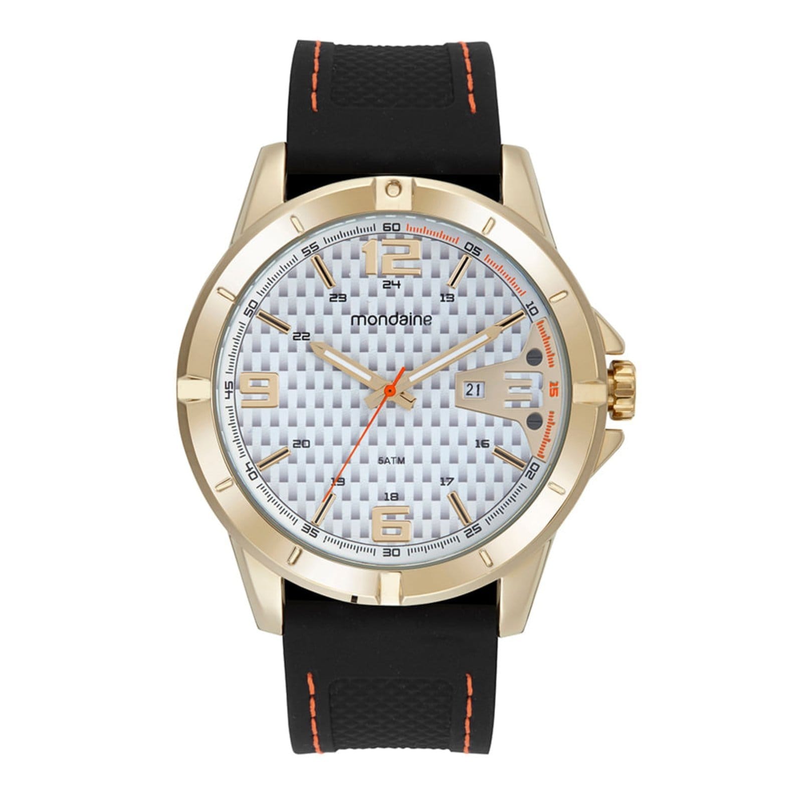 Vista principal Relógio Masculino Dourado Calendário e Duplo Horário Mondaine preto