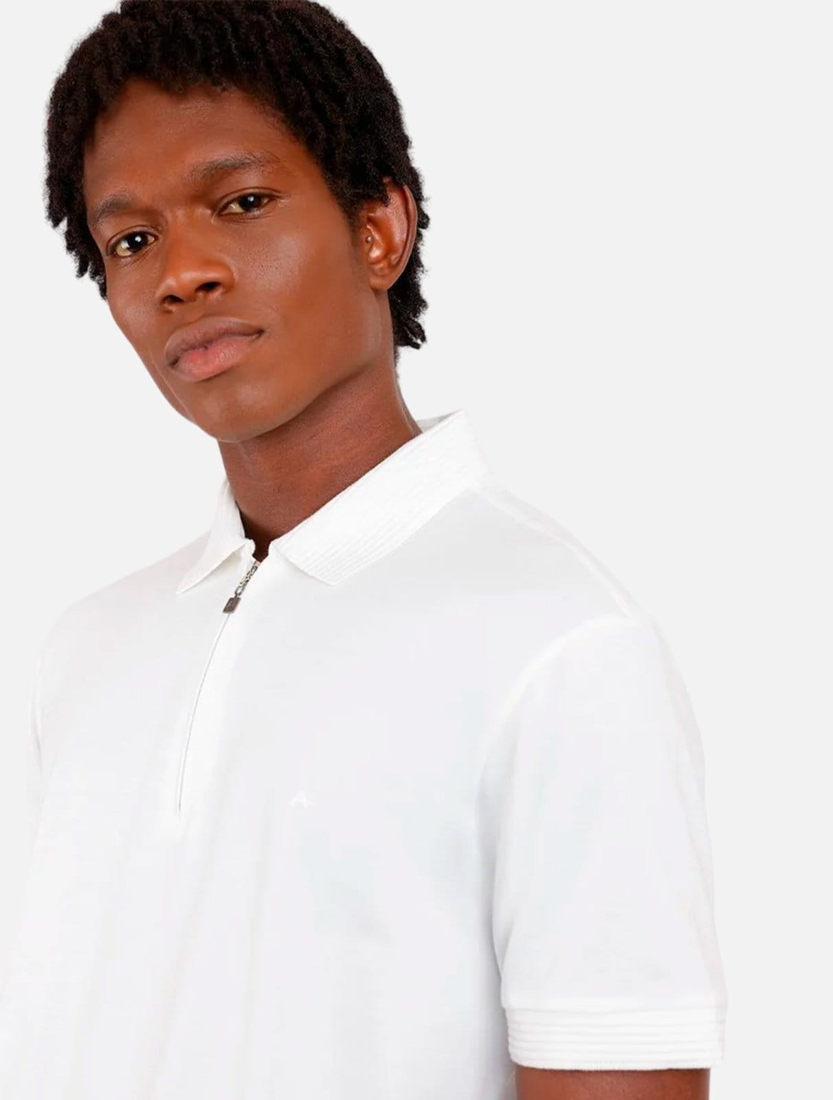 Vista 2 Polo Aramis Piquet com Zíper PO100233 Off White Aramis off-white white