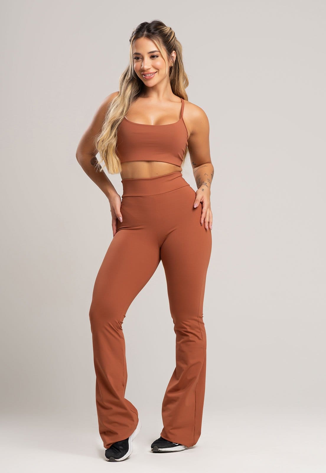 Calça Pantalona Flare MVB Modas Poliamida Mousse